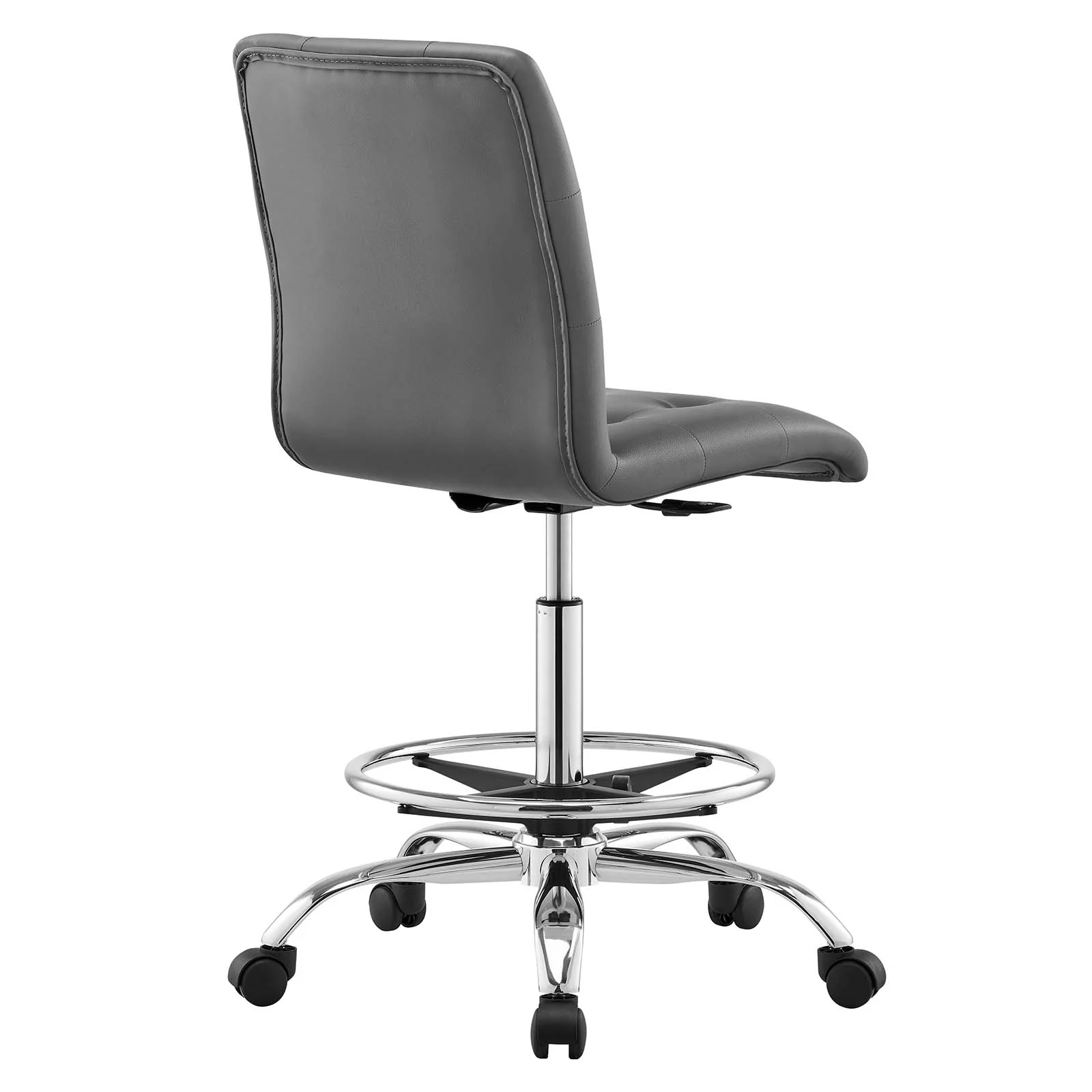 Prim Armless Vegan Leather Drafting Chair By Modway - EEI-4981 - Image 11