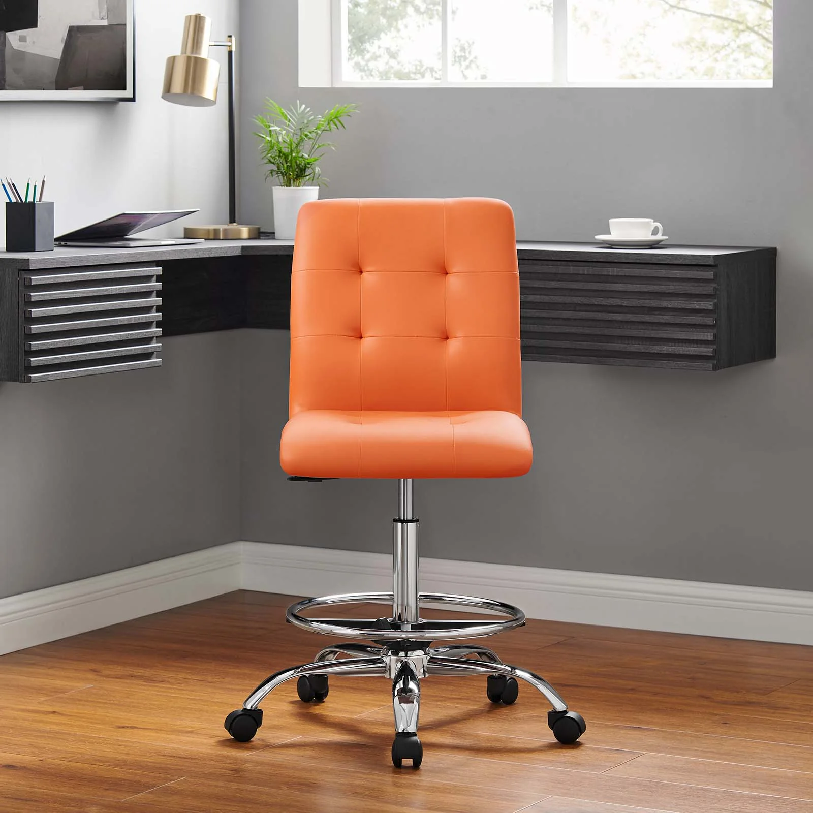 Prim Armless Vegan Leather Drafting Chair By Modway - EEI-4981 - Image 24