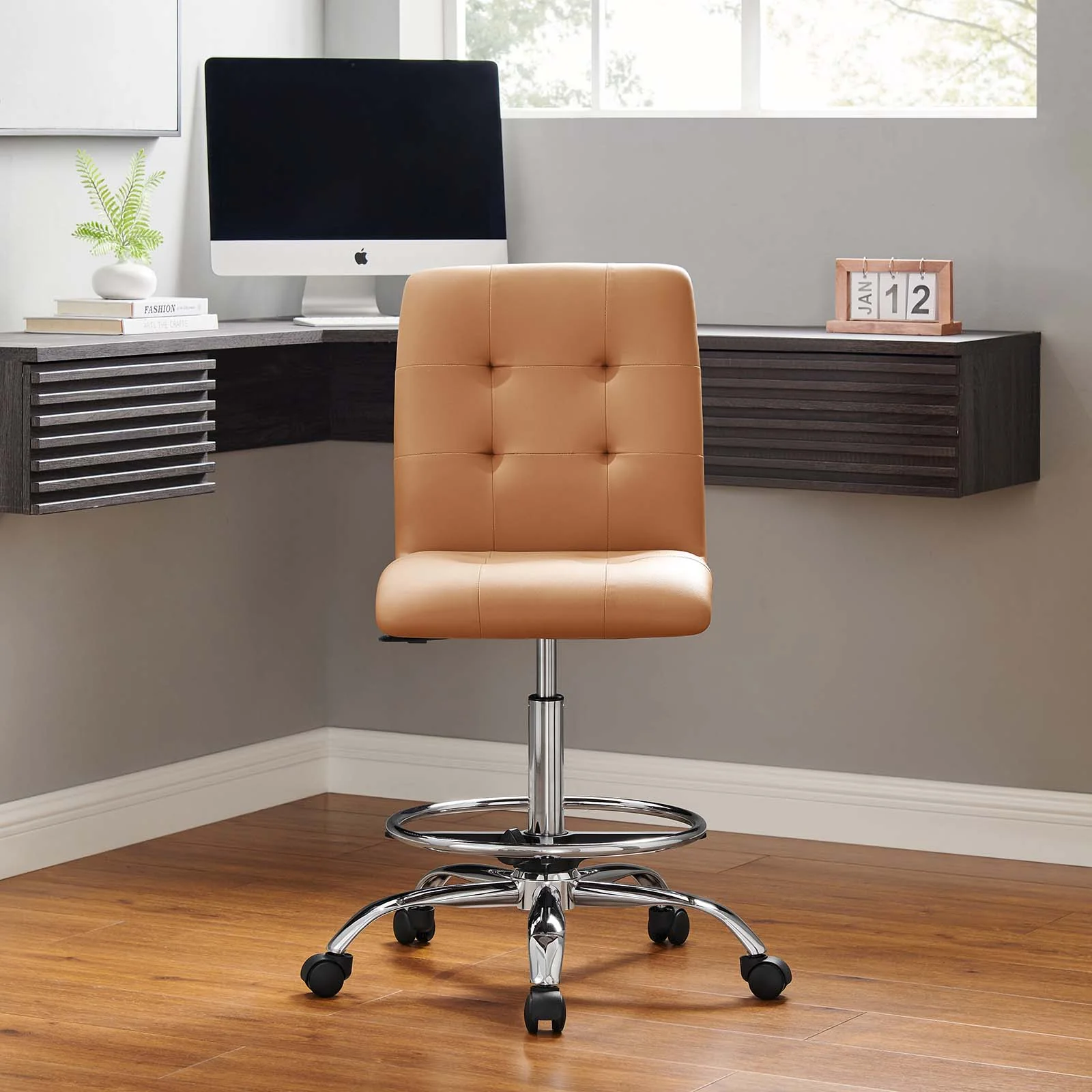 Prim Armless Vegan Leather Drafting Chair By Modway - EEI-4981 - Image 32