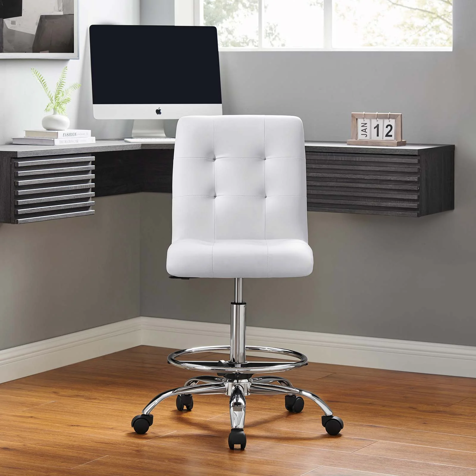 Prim Armless Vegan Leather Drafting Chair By Modway - EEI-4981 - Image 40