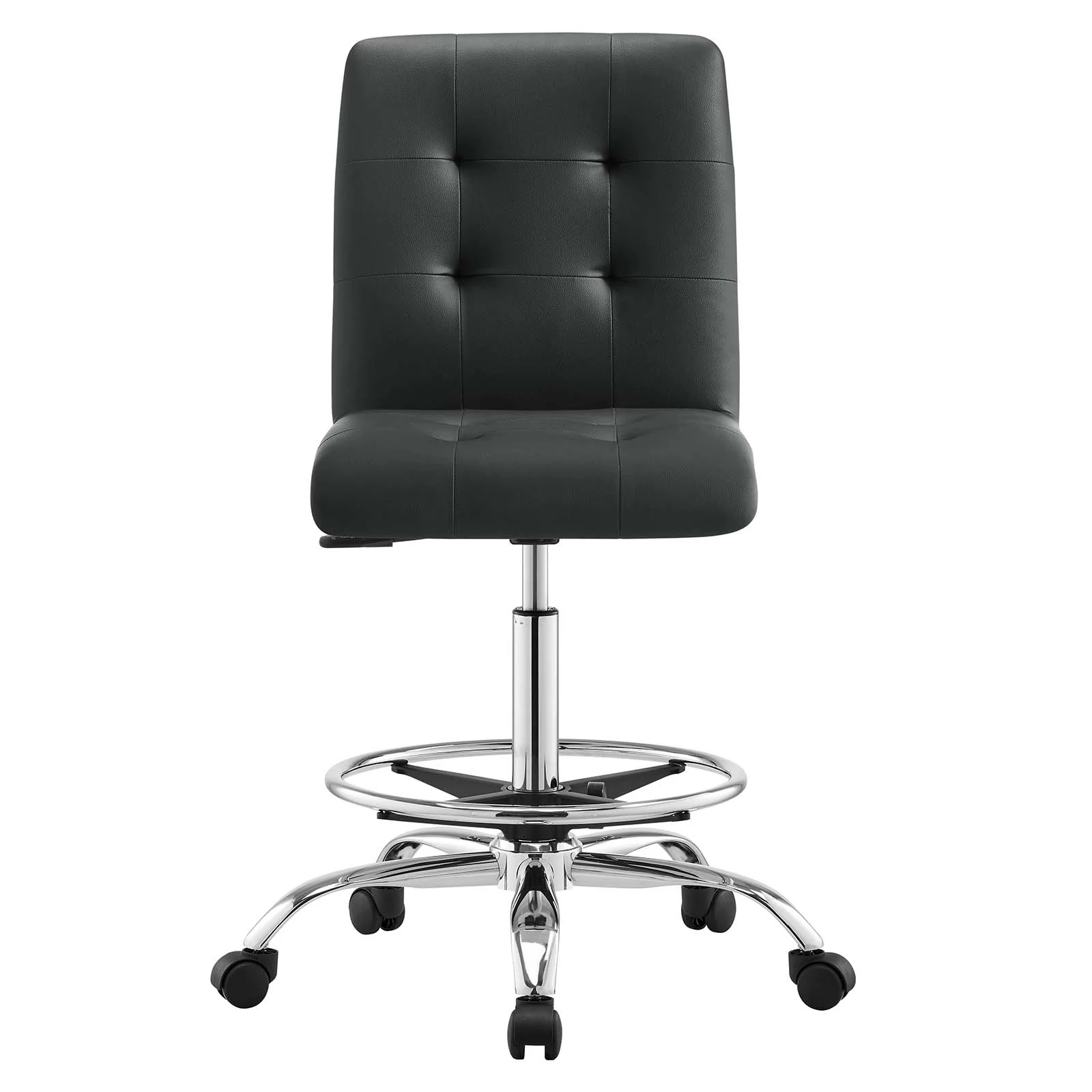 Prim Armless Vegan Leather Drafting Chair By Modway - EEI-4981 - Image 5