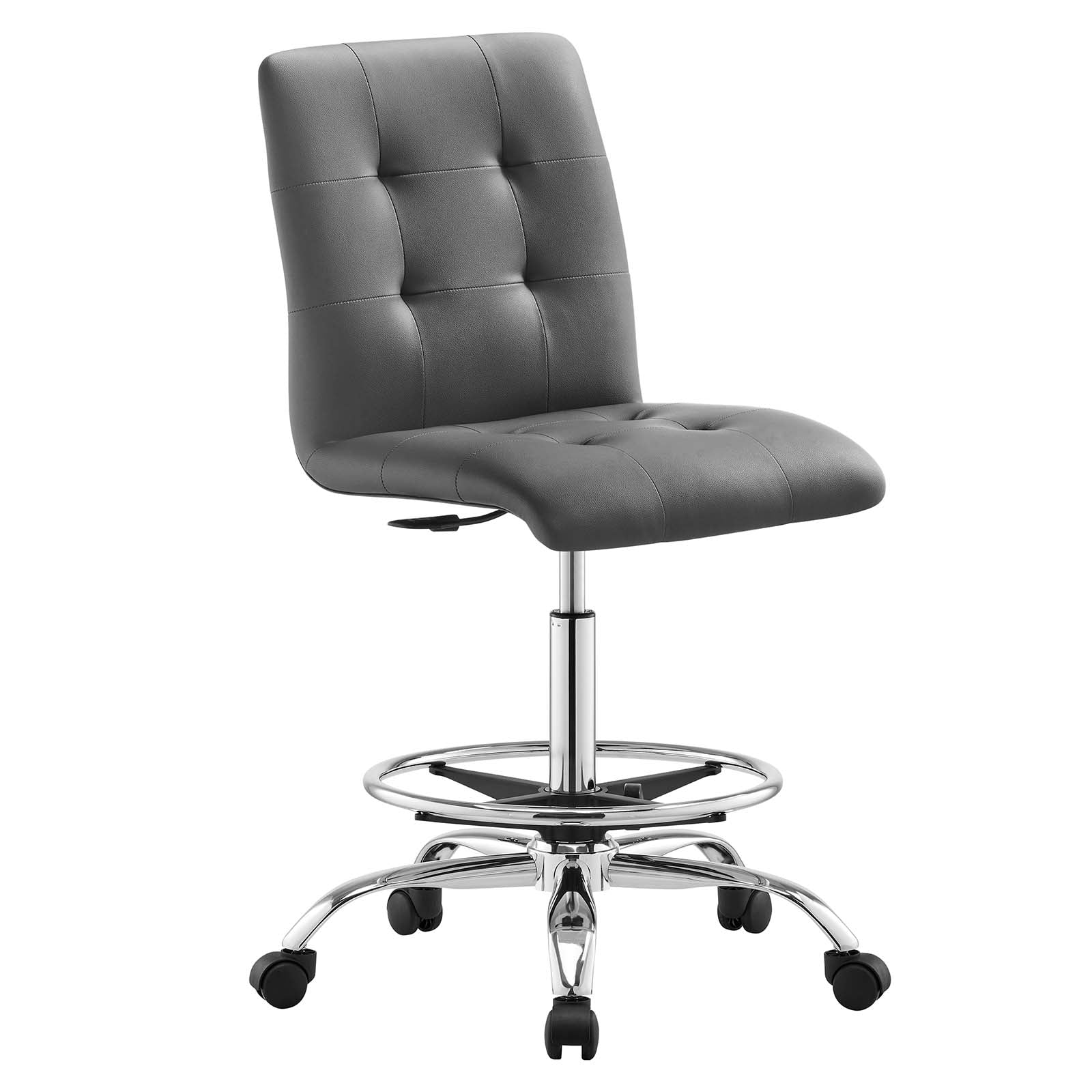 Prim Armless Vegan Leather Drafting Chair By Modway - EEI-4981 - Image 9