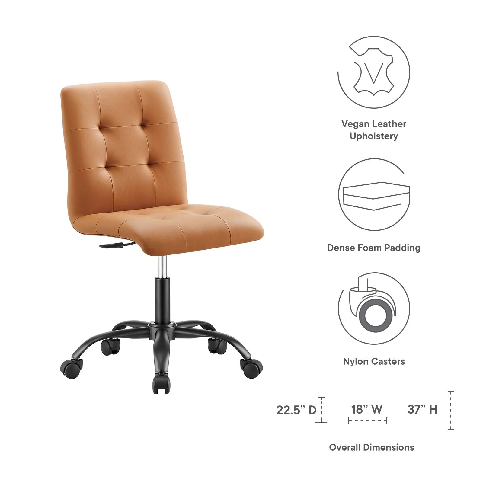 Prim Armless Vegan Leather Office Chair By Modway - EEI-4975 - Image 15