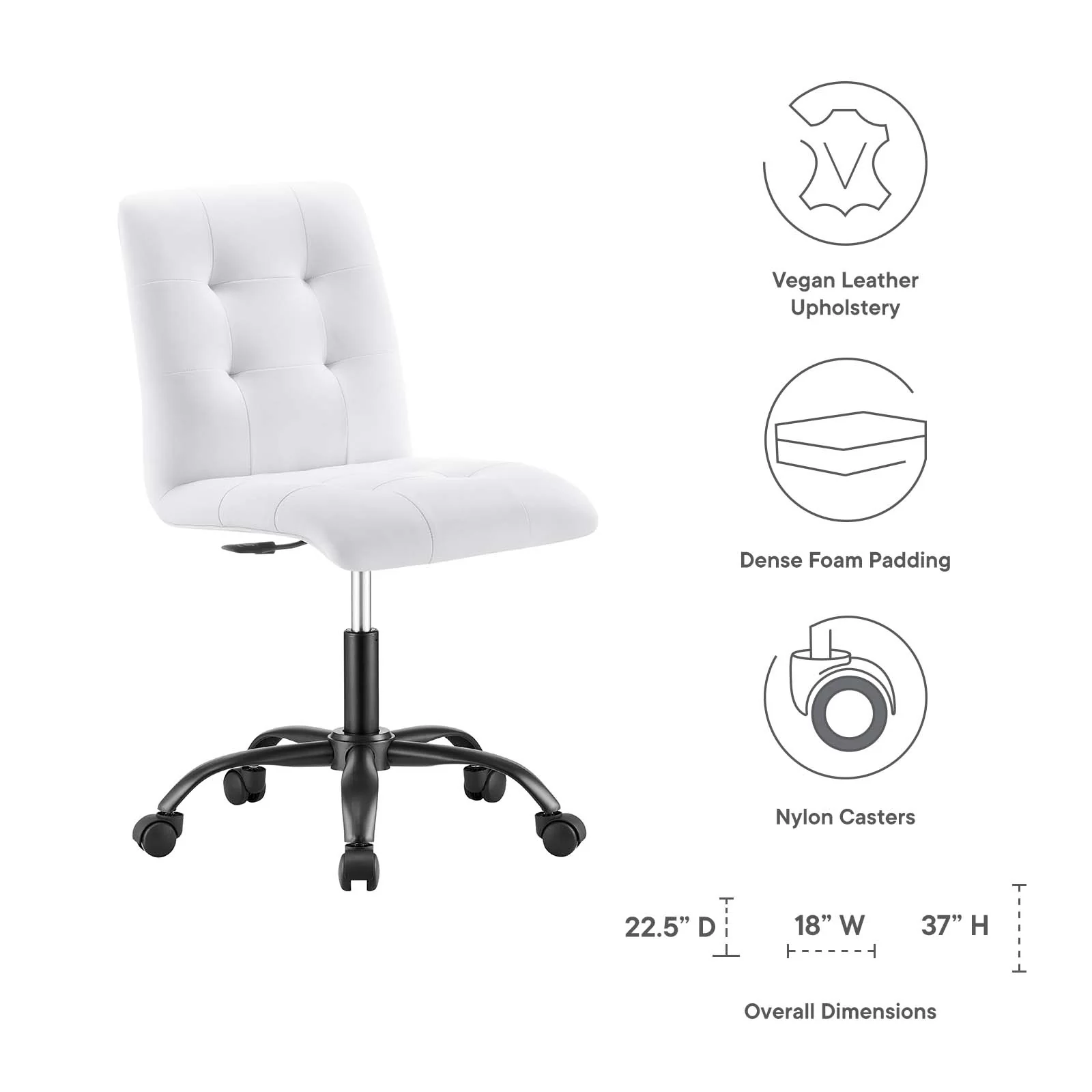 Prim Armless Vegan Leather Office Chair By Modway - EEI-4975 - Image 23