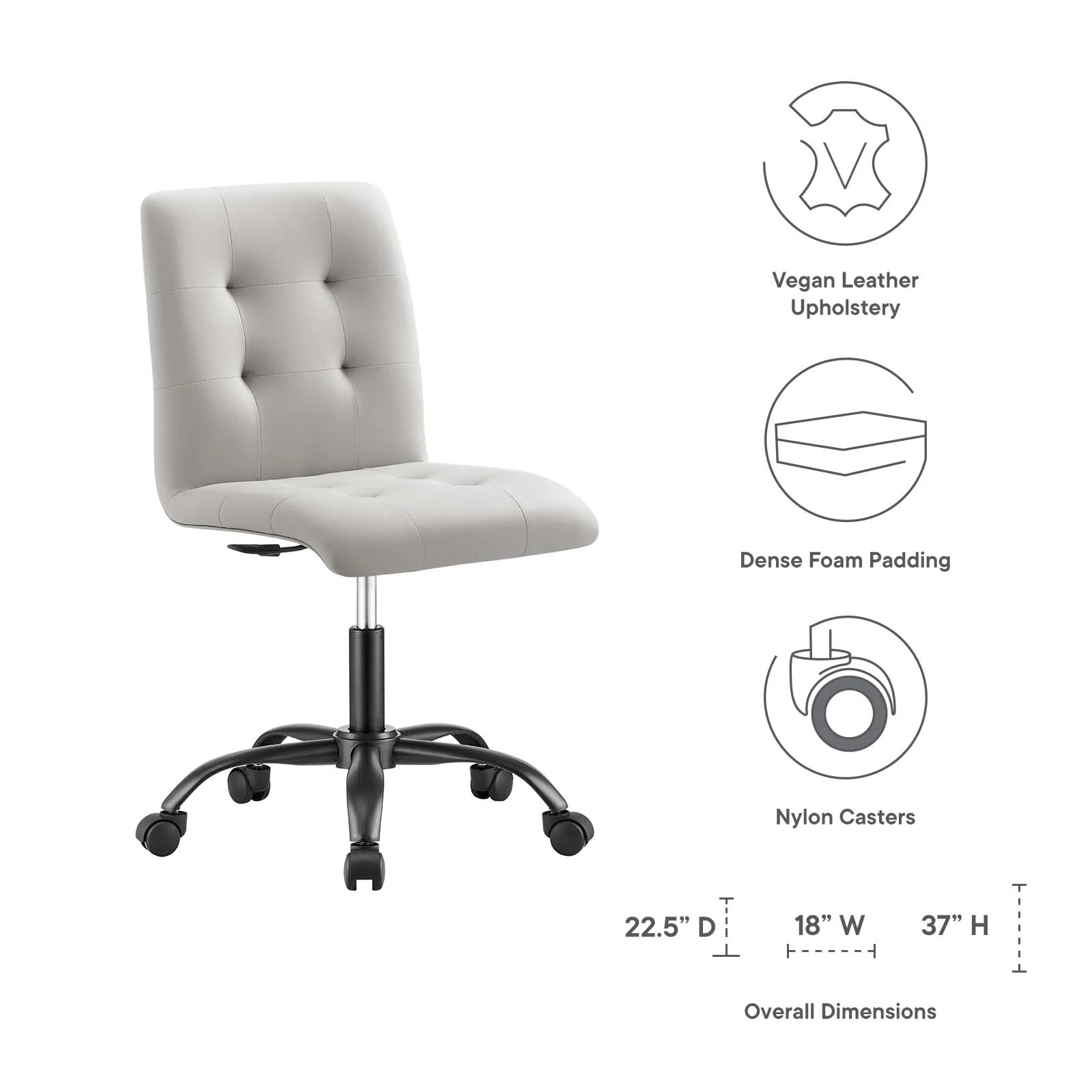 Prim Armless Vegan Leather Office Chair By Modway - EEI-4975 - Image 8