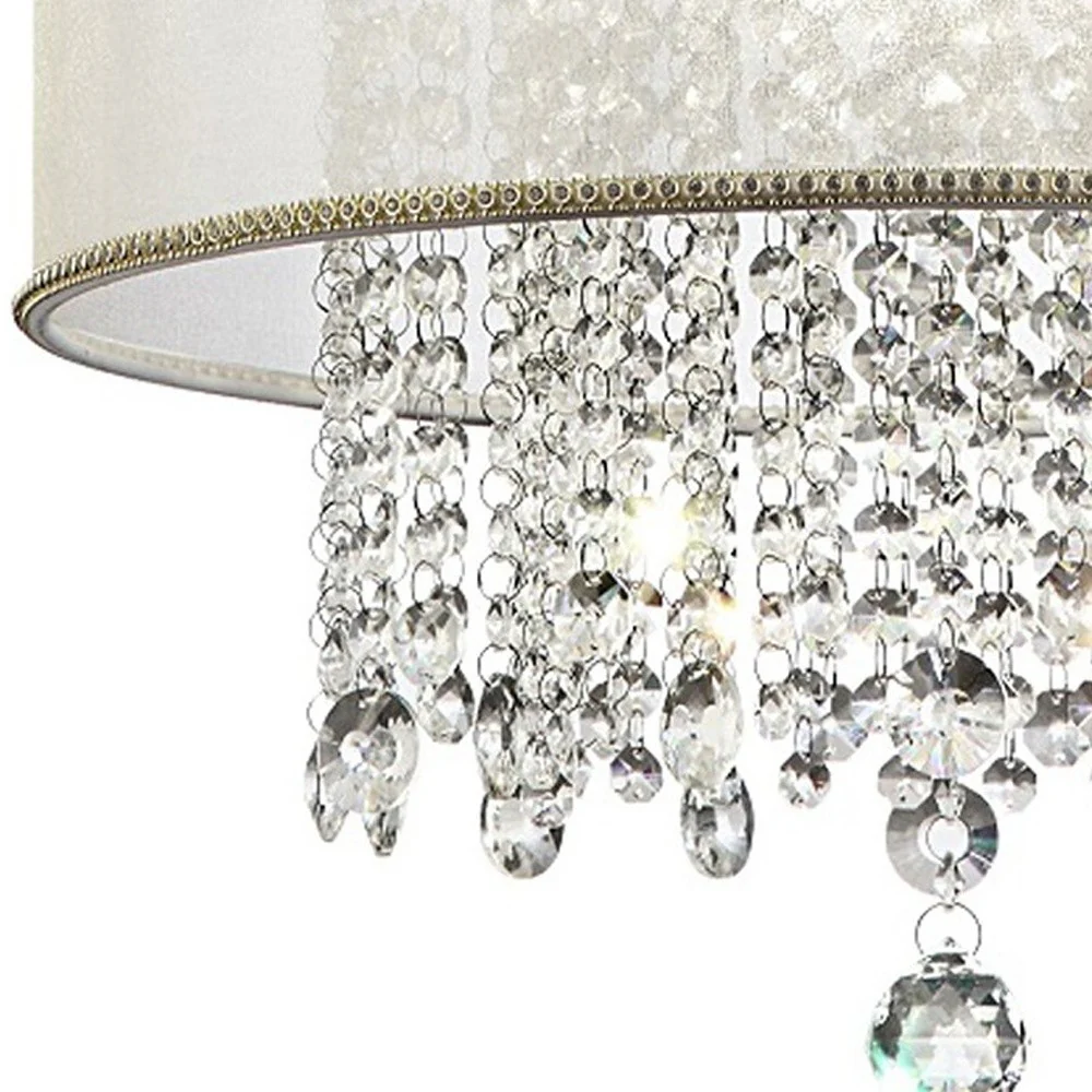 Primo Gold Finish Ceiling Lamp with Crystal Accents and White Shade By Homeroots - Image 5