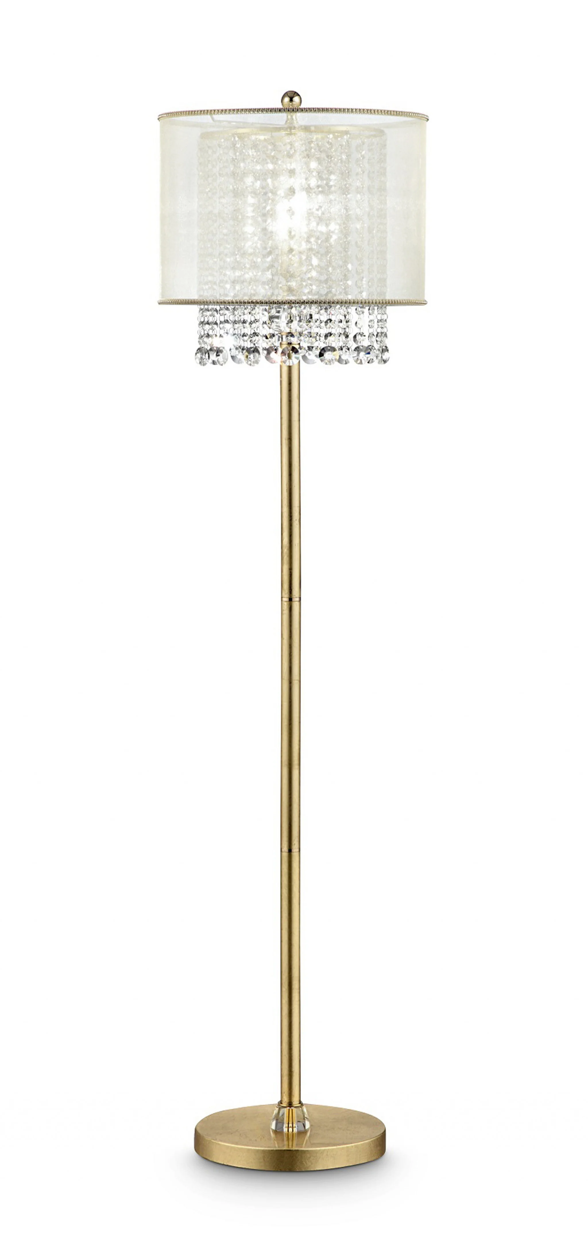 Primo Gold Finish Floor Lamp with Crystal Accents and White Shade By Homeroots - Image 2