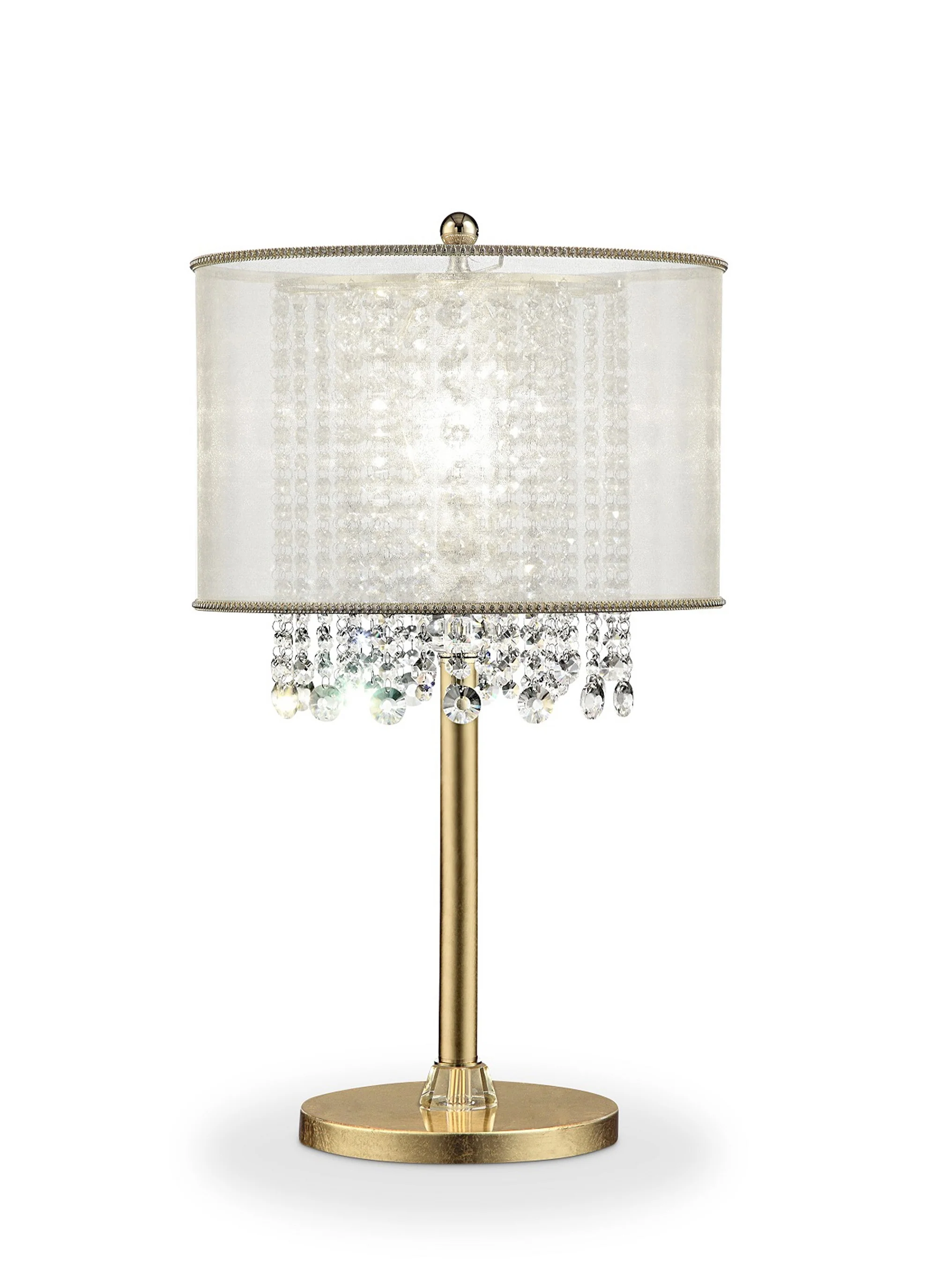 Primo Gold Finish Table Lamp with Crystal Accents and White Shade By Homeroots - Image 2
