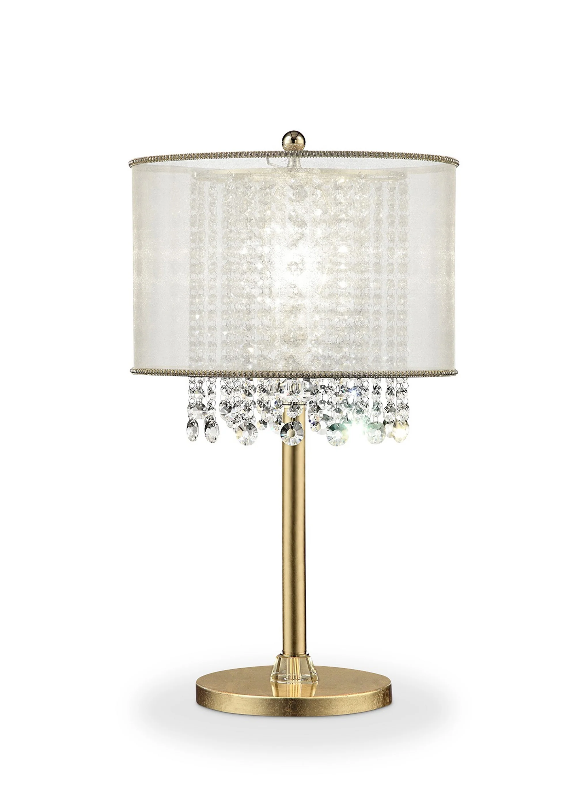 Primo Gold Finish Table Lamp with Crystal Accents and White Shade By Homeroots - Image 4