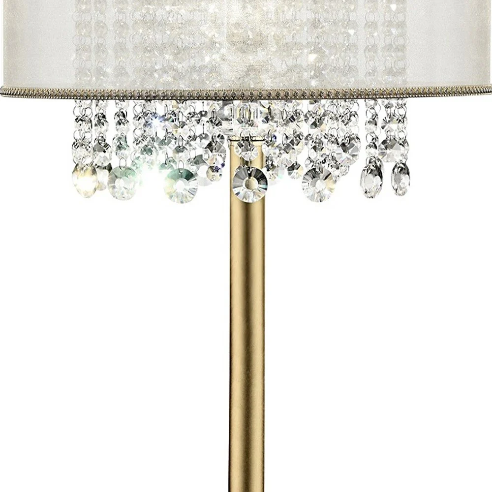 Primo Gold Finish Table Lamp with Crystal Accents and White Shade By Homeroots - Image 5