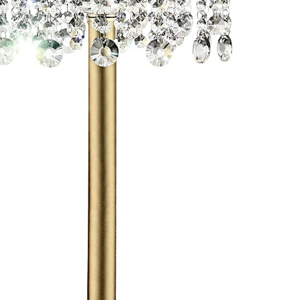 Primo Gold Finish Table Lamp with Crystal Accents and White Shade By Homeroots - Image 6