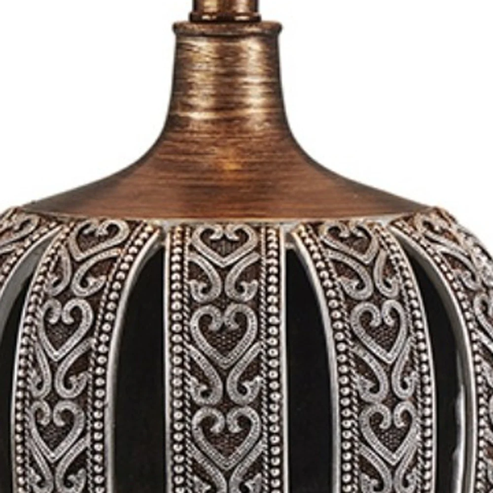 Primo Tall Brown Table Lamp with White Lamp Shade By Homeroots - Image 4