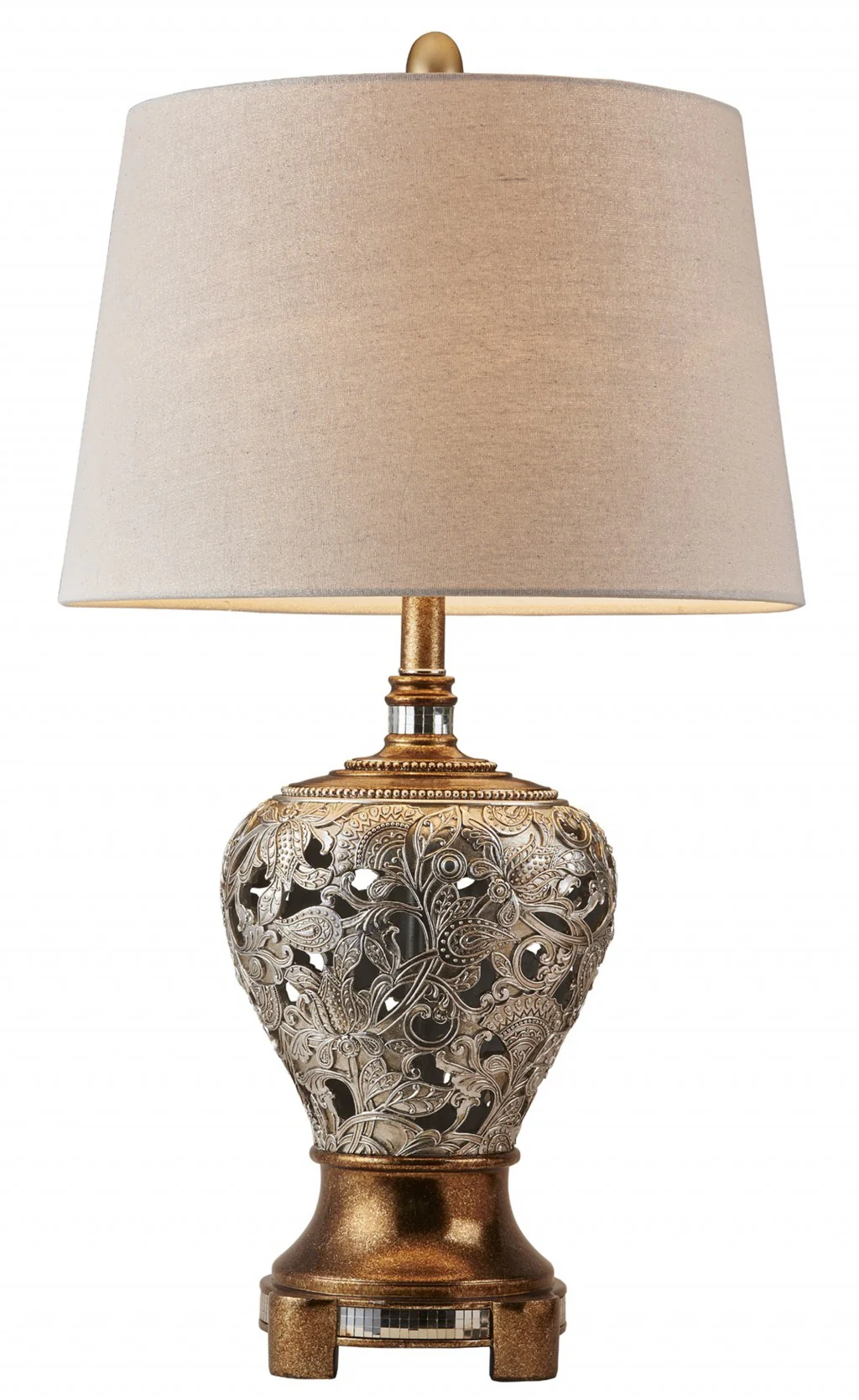 Primo Tall Silver and Gold Table Lamp By Homeroots - Image 2