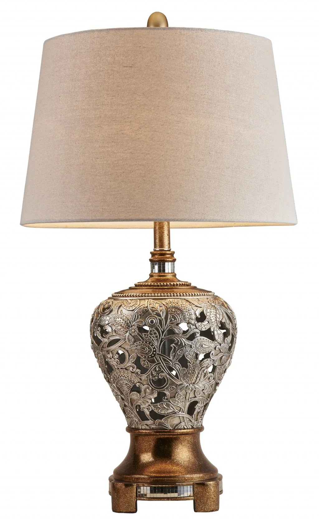 Primo Tall Silver and Gold Table Lamp By Homeroots - Image 3