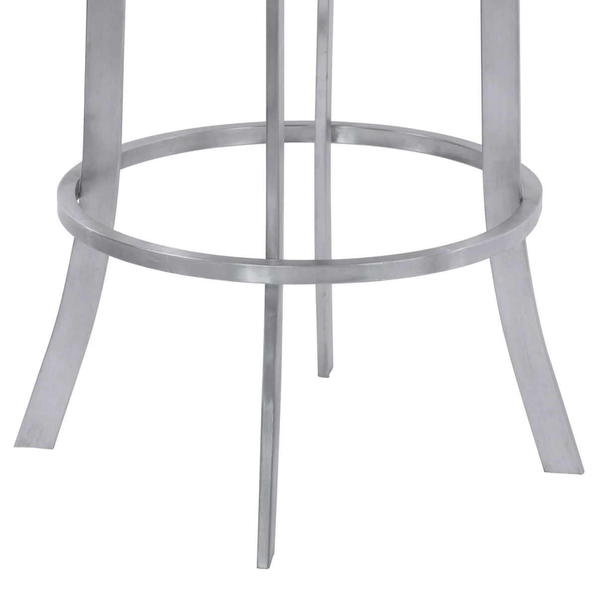 Prinz 26" Counter Height Swivel Grey Faux Leather and Brushed Stainless Steel Bar Stool By Armen Living - Image 6