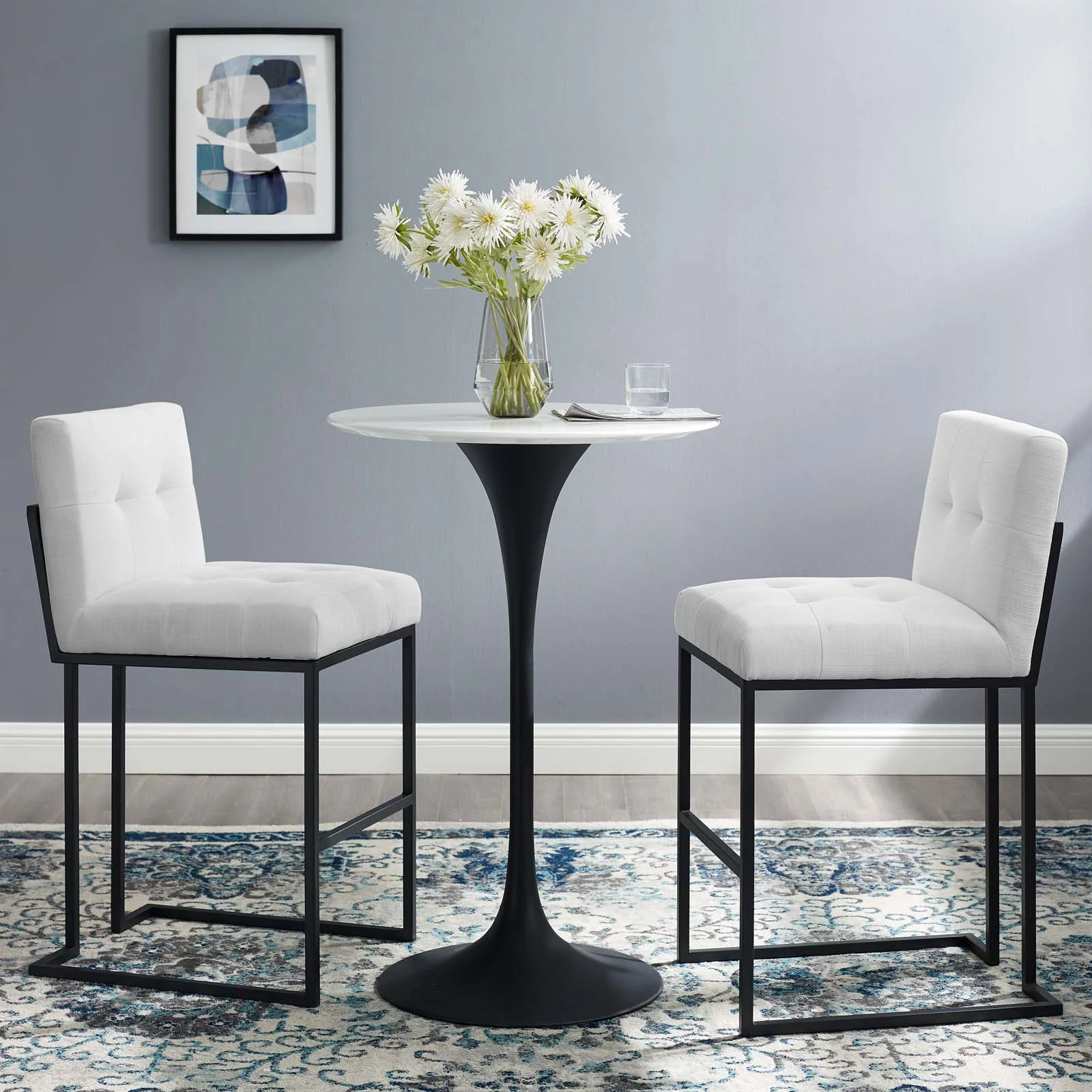Privy Black Stainless Steel Upholstered Fabric Bar Stool Set of 2 By Modway - EEI-4159 - Image 5