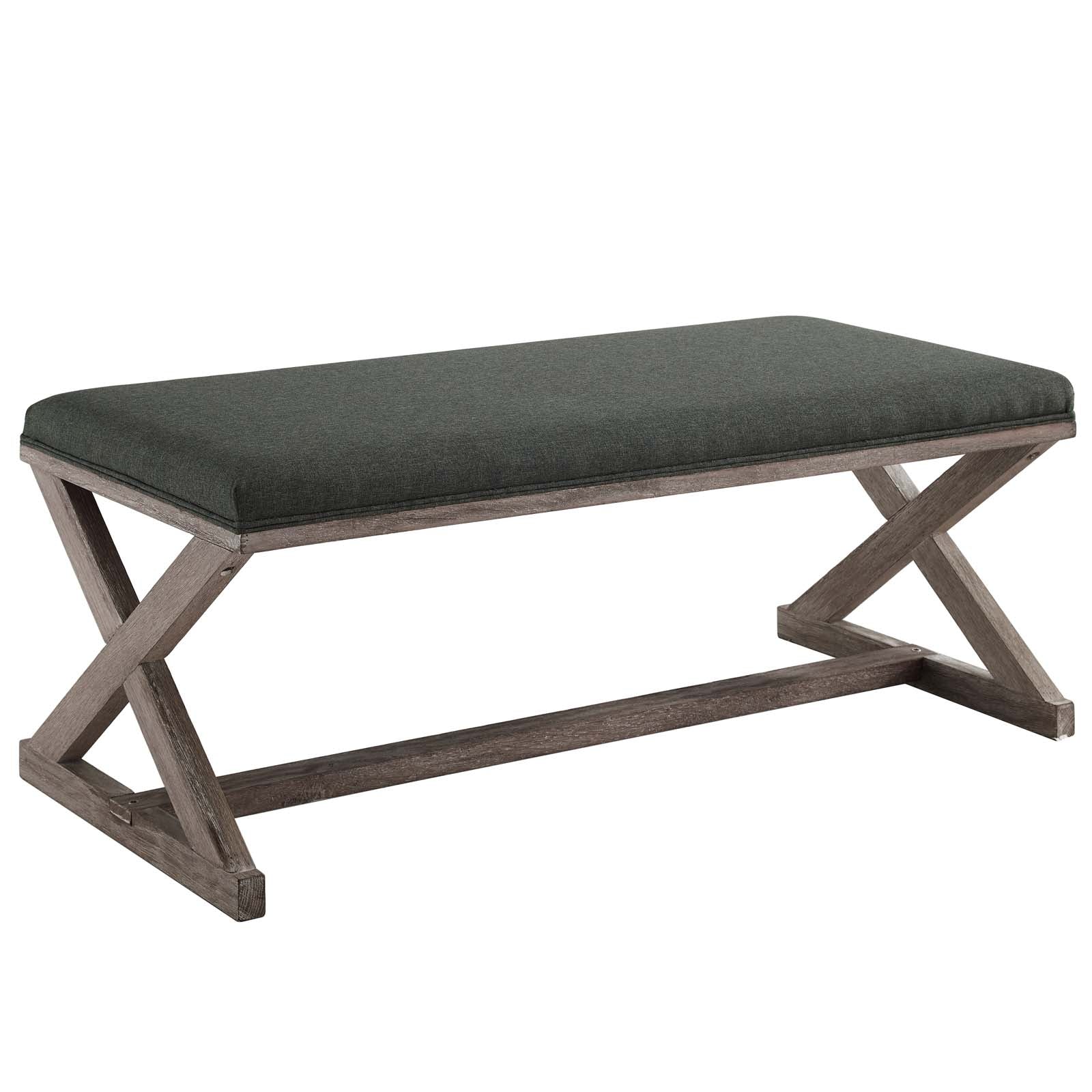 Province Vintage French X-Brace Upholstered Fabric Bench By Modway - EEI-3371 - Image 2