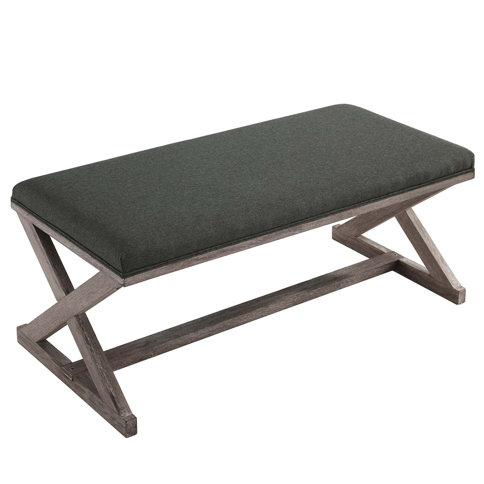 Province Vintage French X-Brace Upholstered Fabric Bench By Modway - EEI-3371 - Image 3