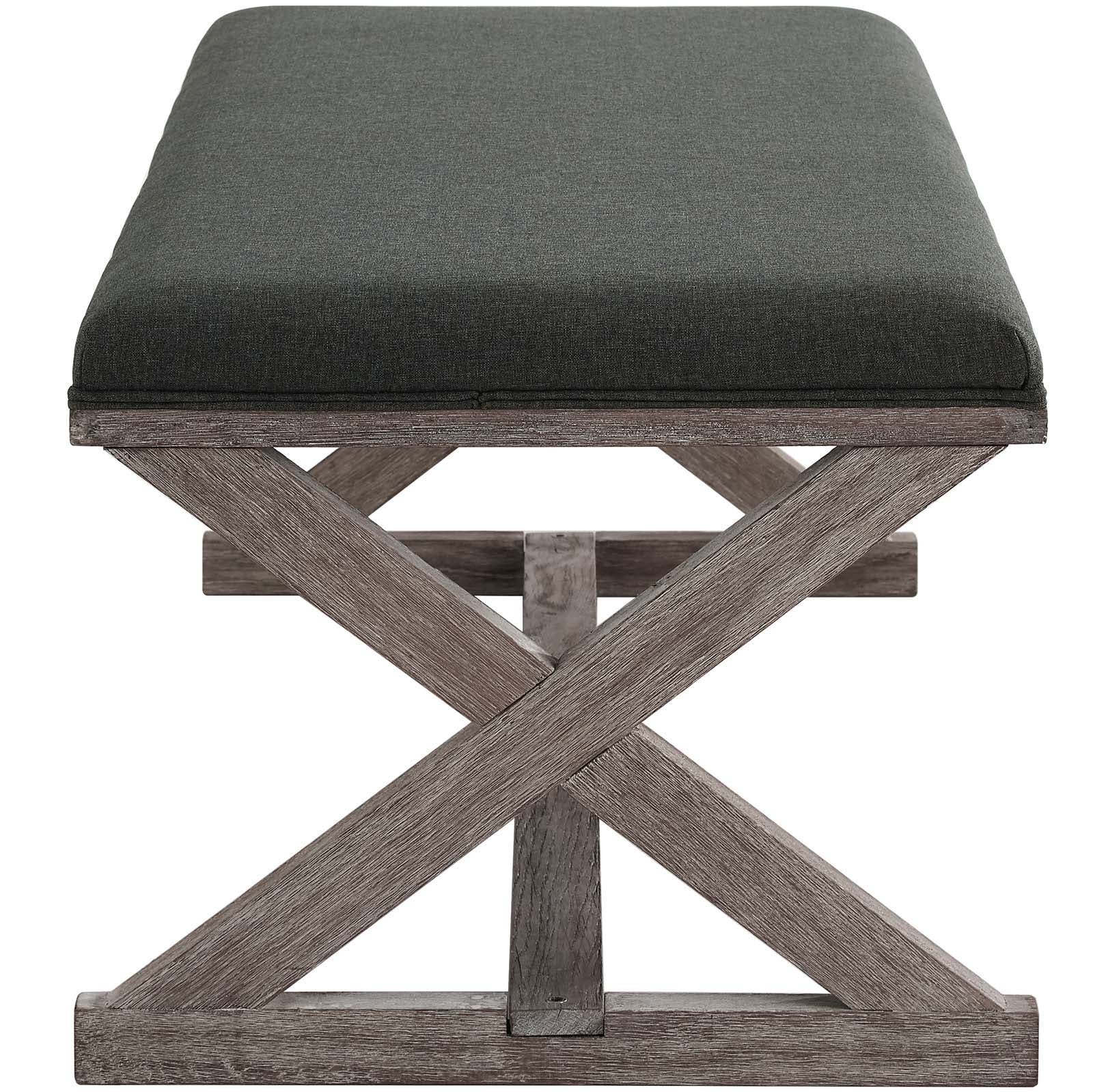 Province Vintage French X-Brace Upholstered Fabric Bench By Modway - EEI-3371 - Image 4