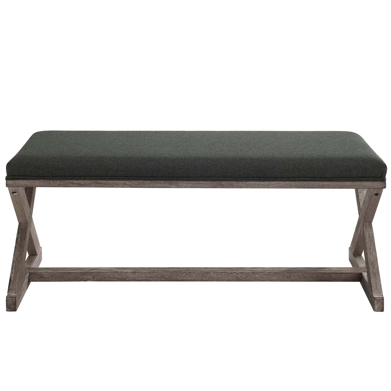 Province Vintage French X-Brace Upholstered Fabric Bench By Modway - EEI-3371 - Image 5