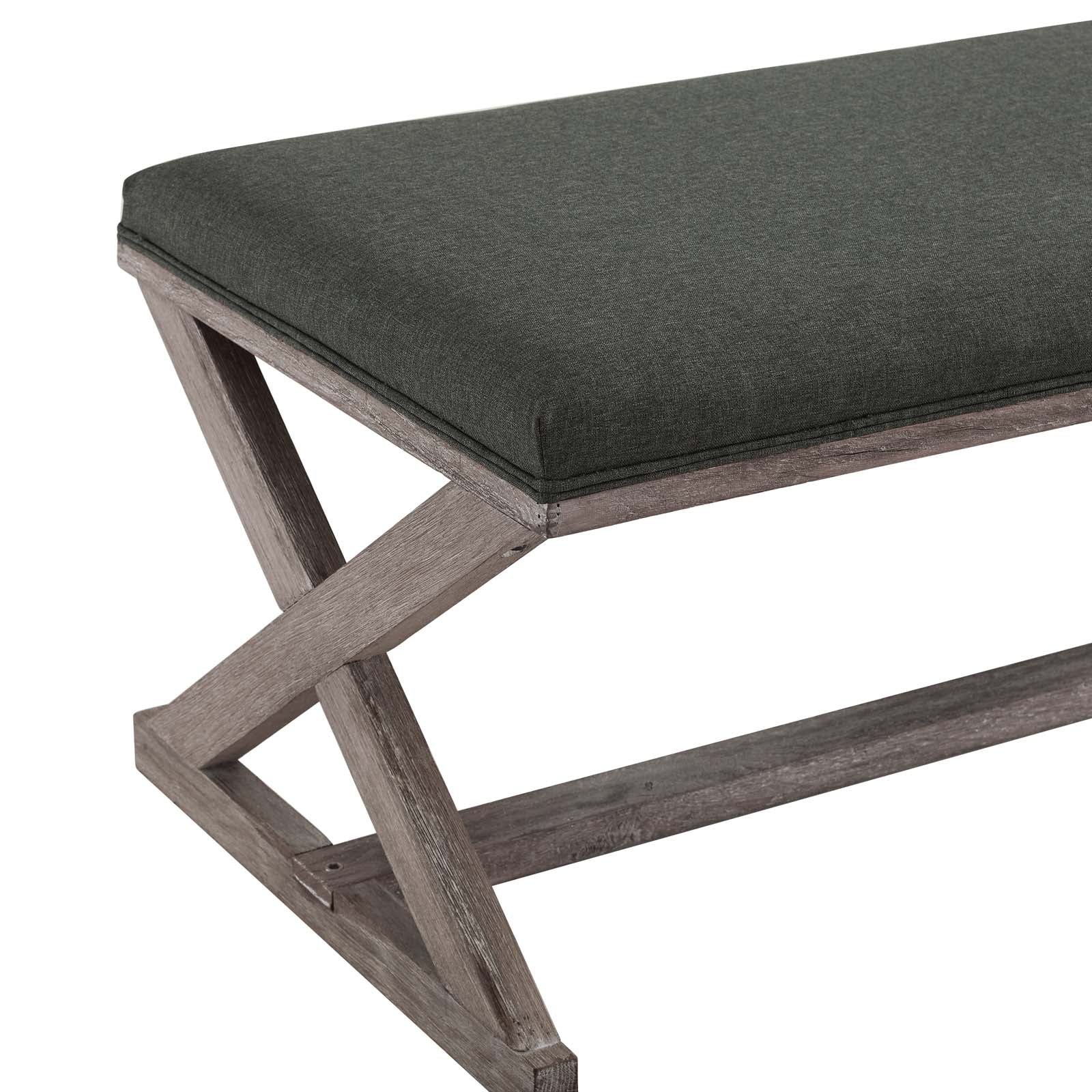 Province Vintage French X-Brace Upholstered Fabric Bench By Modway - EEI-3371 - Image 6