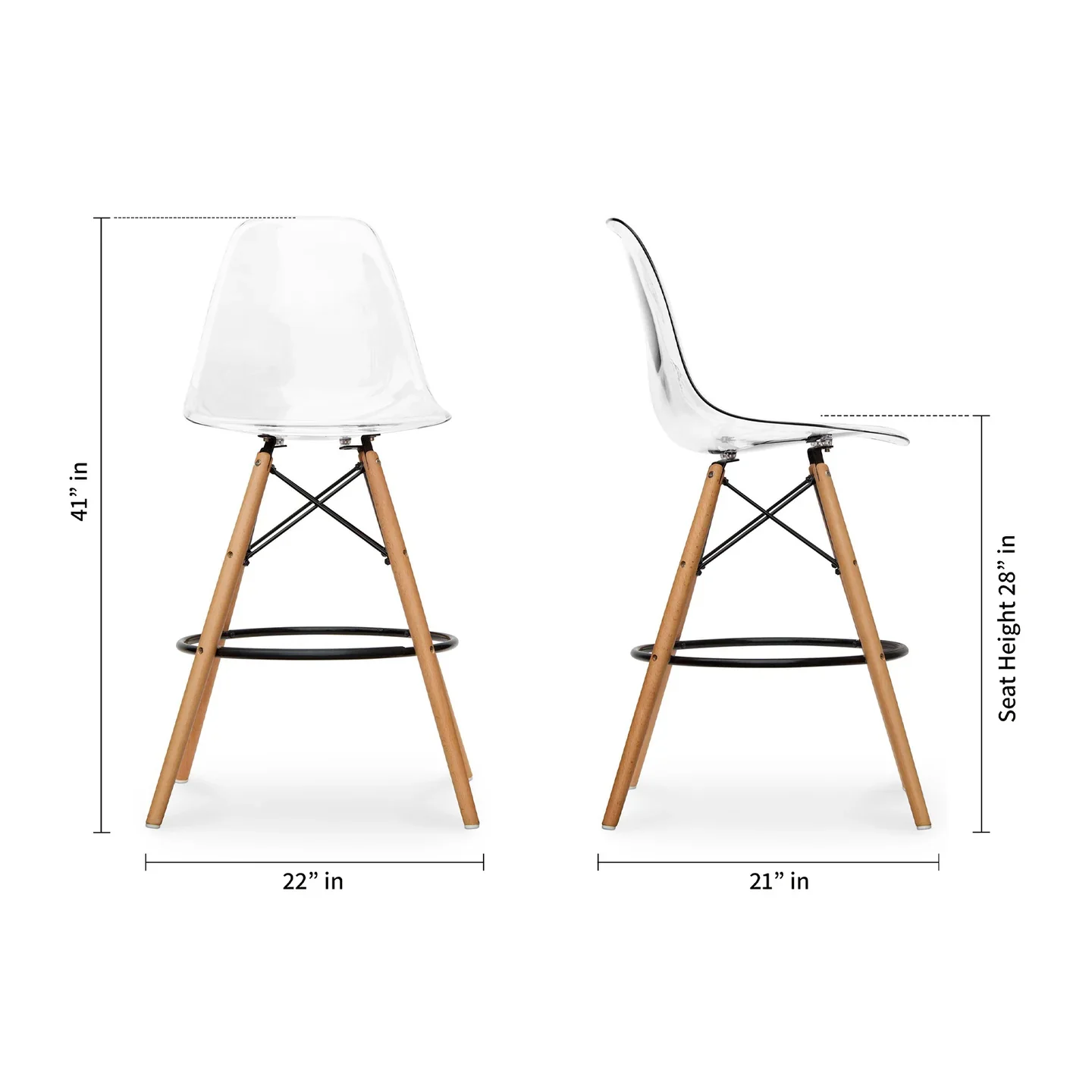 Pyramid Counter Stool, Clear By World Modern Design - Image 5
