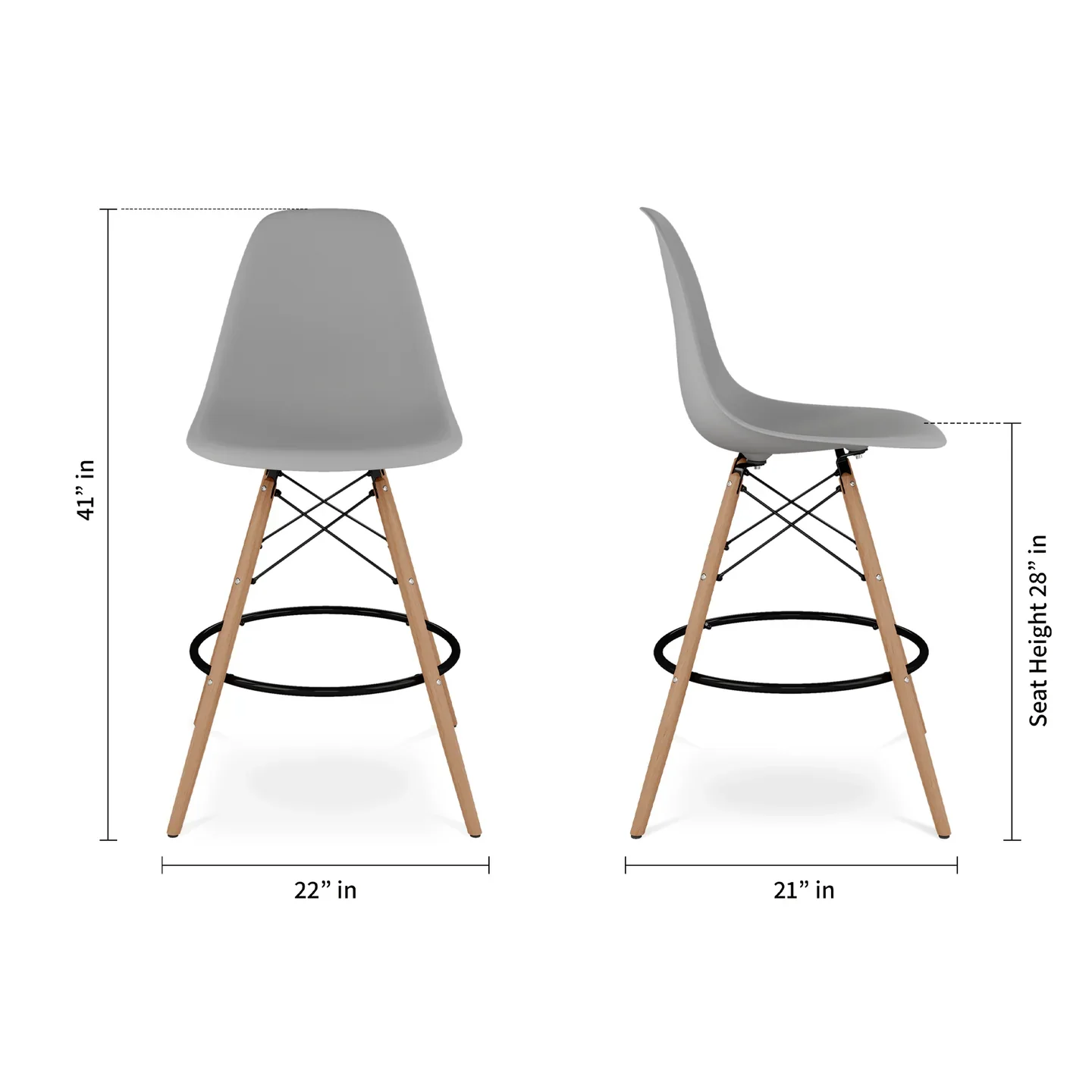Pyramid Counter Stool, Gray By World Modern Design - Image 5