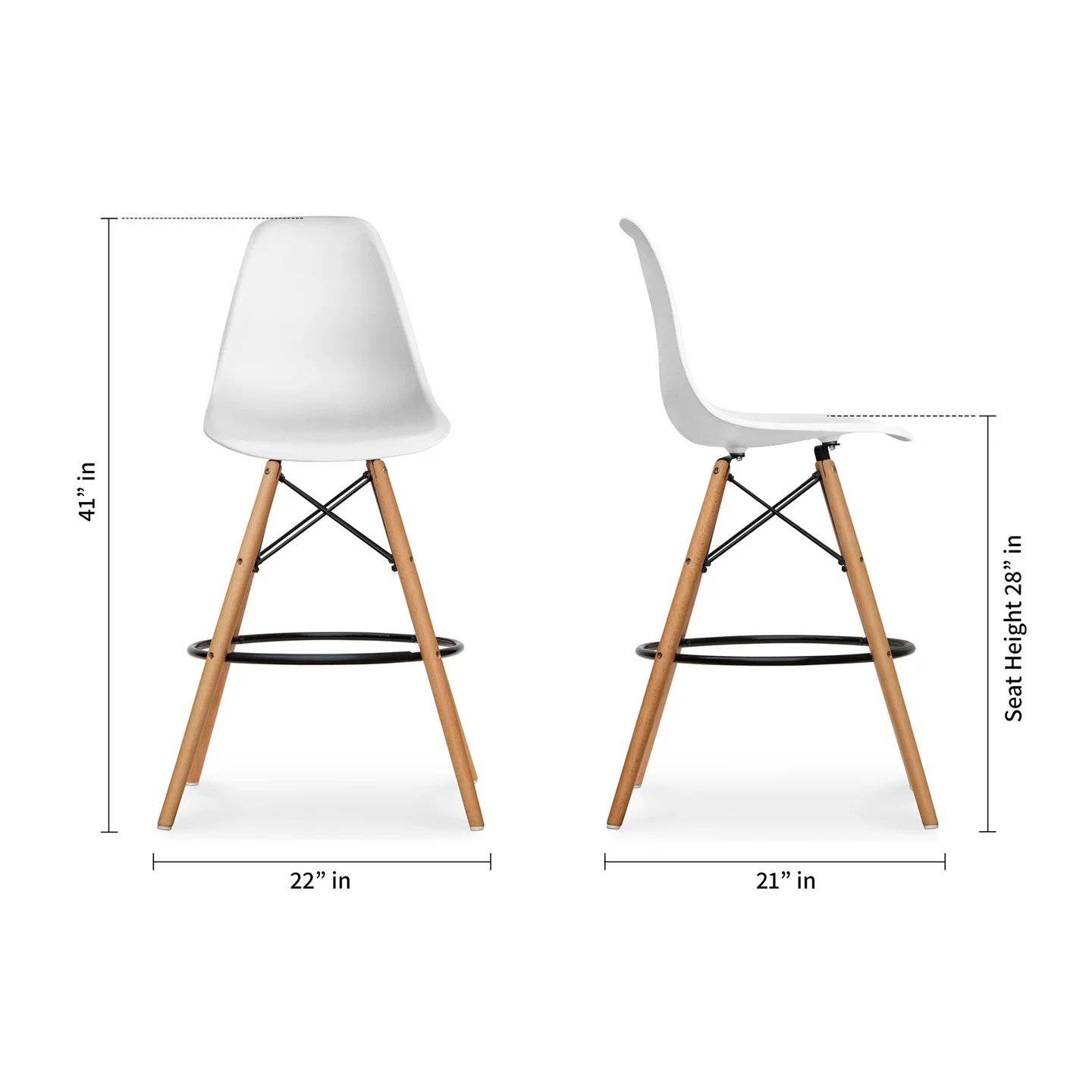 Pyramid Counter Stool, White By World Modern Design - Image 6