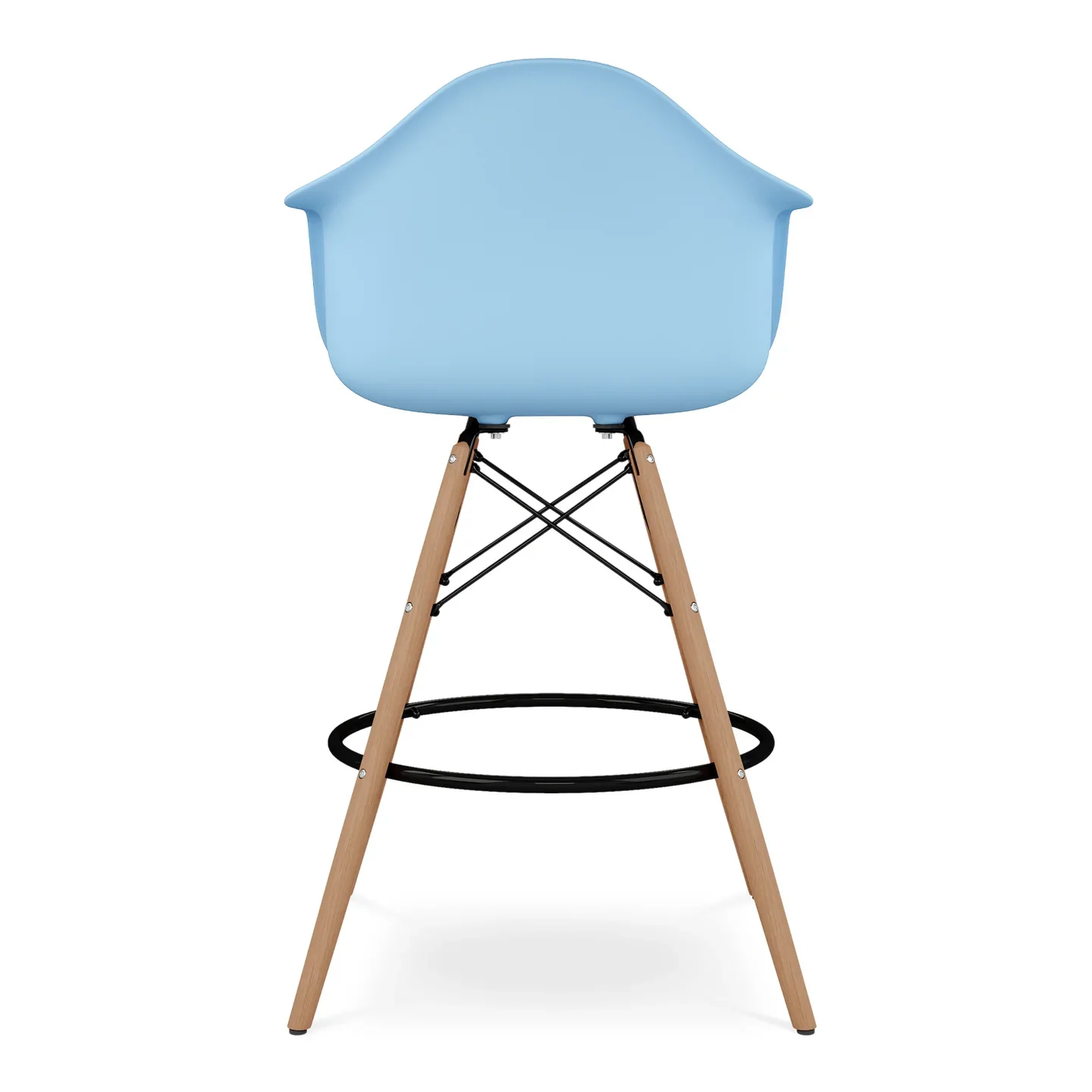 Pyramid Counter Stool With Arms, Blue By World Modern Design - Image 2