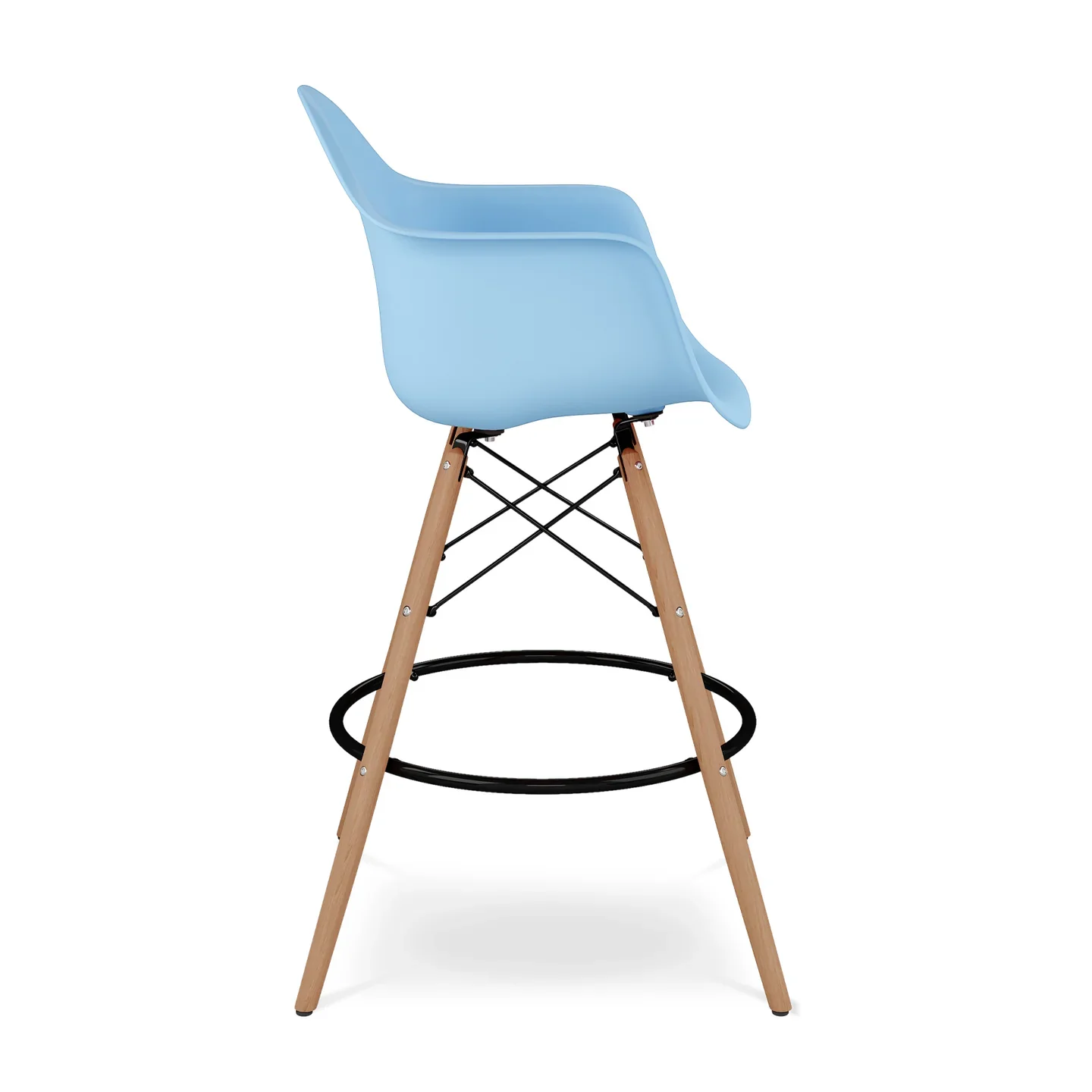 Pyramid Counter Stool With Arms, Blue By World Modern Design - Image 3