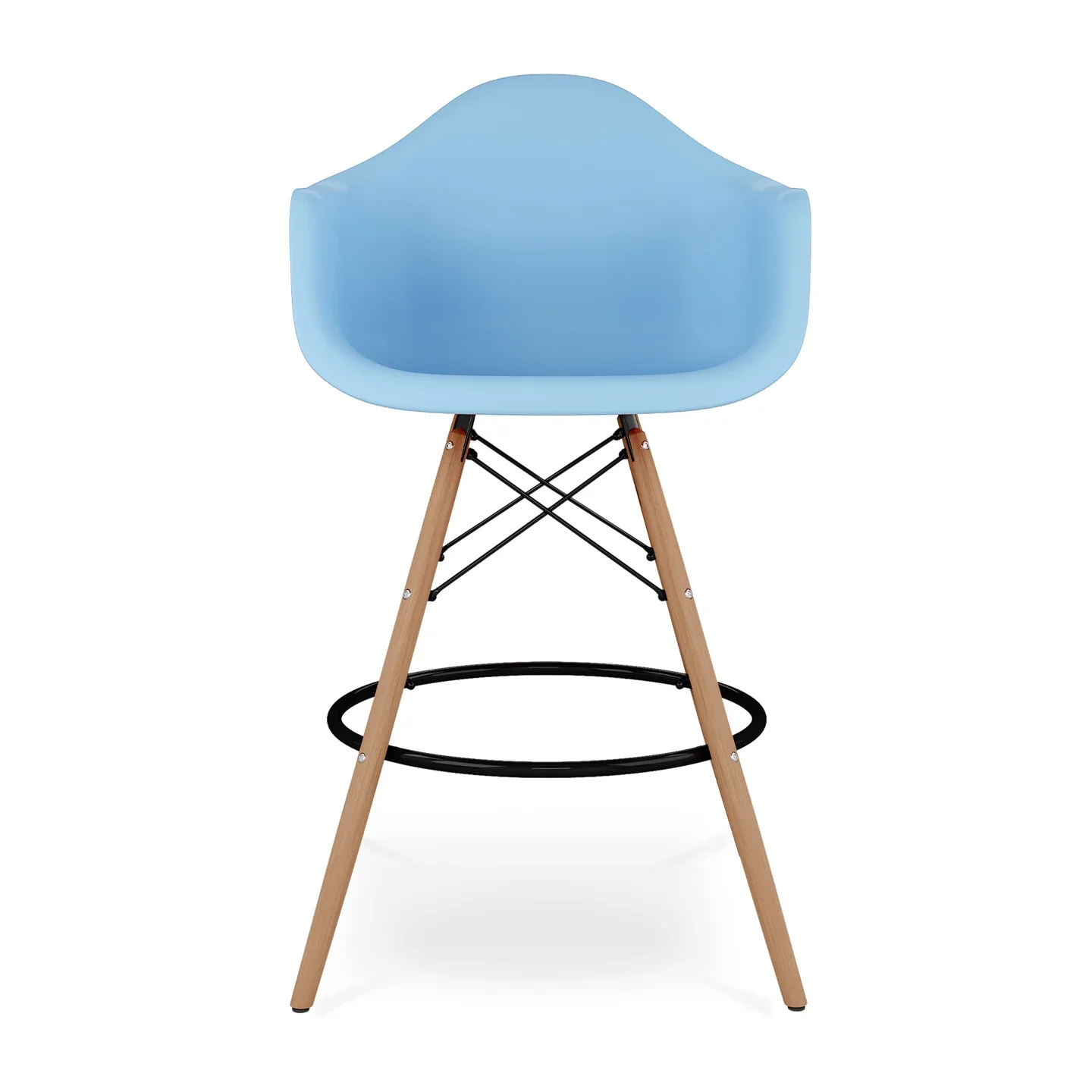 Pyramid Counter Stool With Arms, Blue By World Modern Design - Image 4