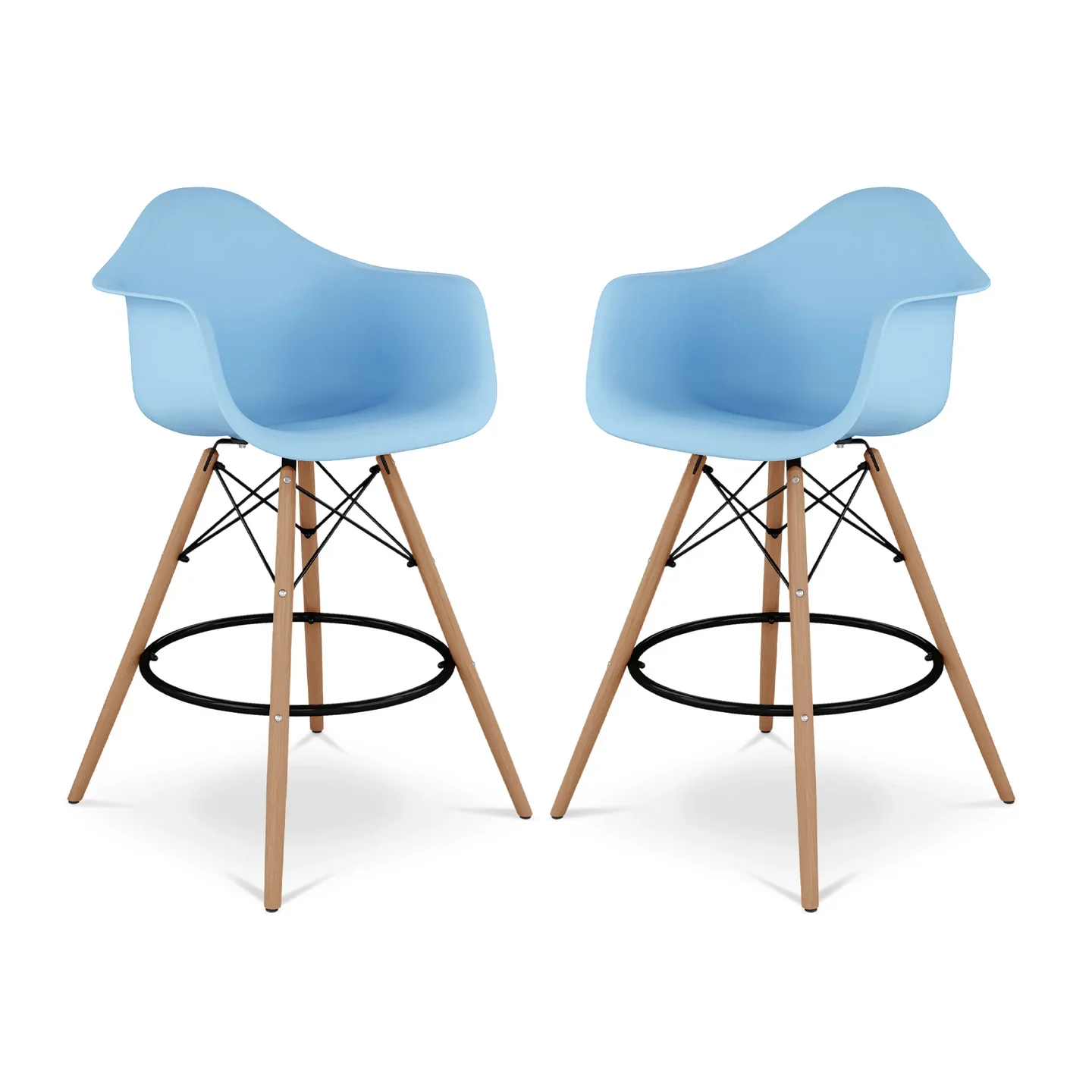 Pyramid Counter Stool With Arms, Blue By World Modern Design - Image 6