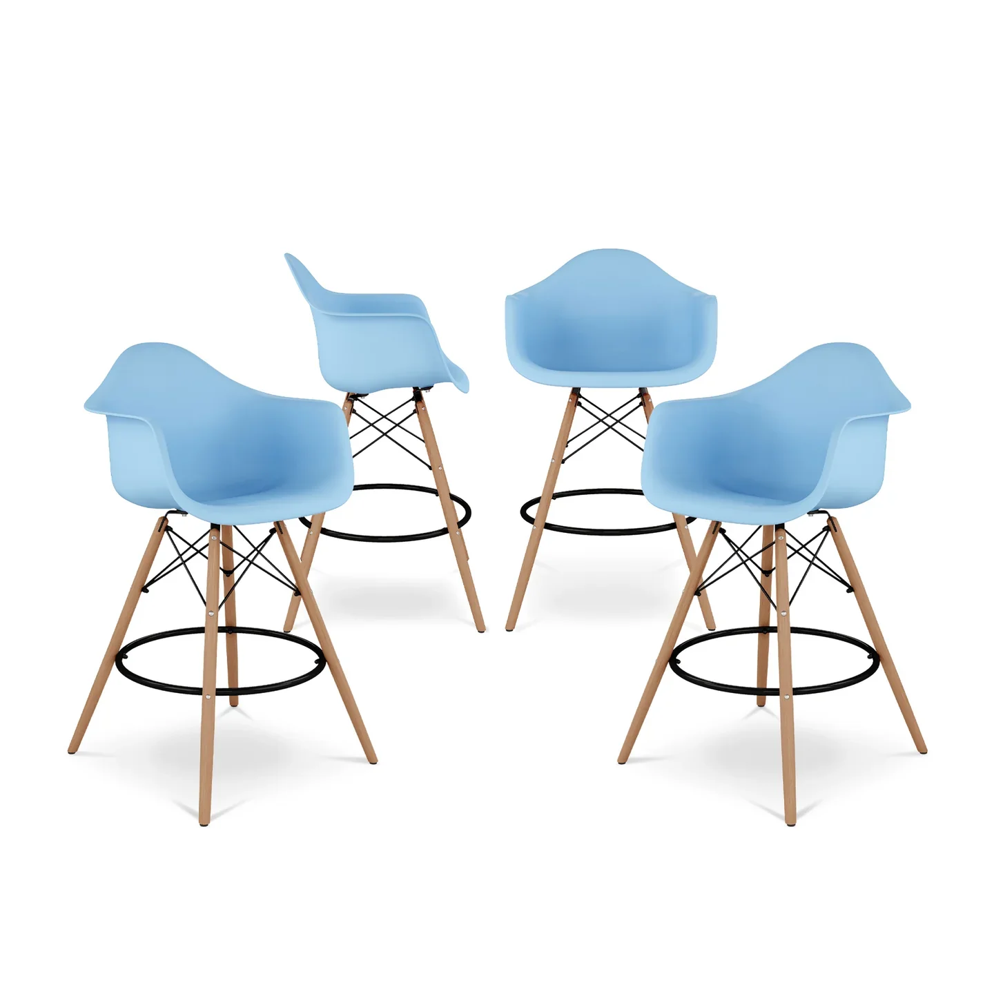 Pyramid Counter Stool With Arms, Blue By World Modern Design - Image 7