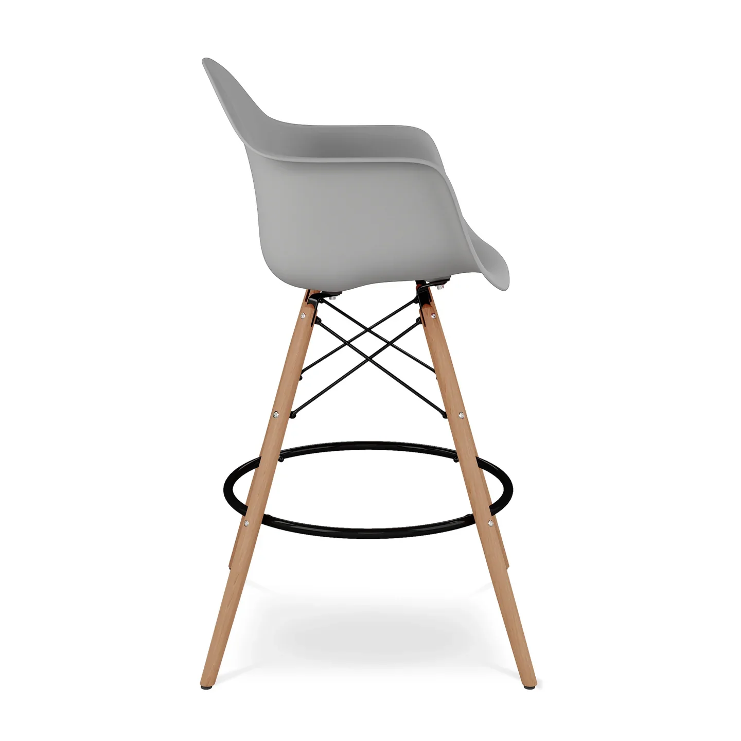Pyramid Counter Stool With Arms, Gray By World Modern Design - Image 2