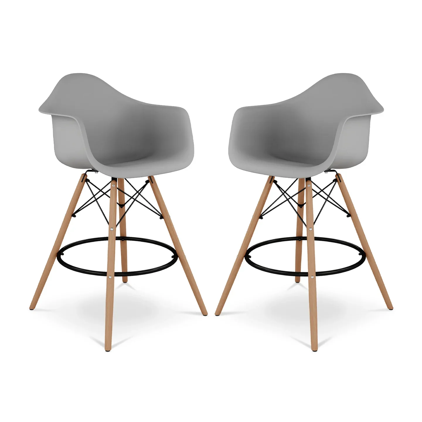 Pyramid Counter Stool With Arms, Gray By World Modern Design - Image 6