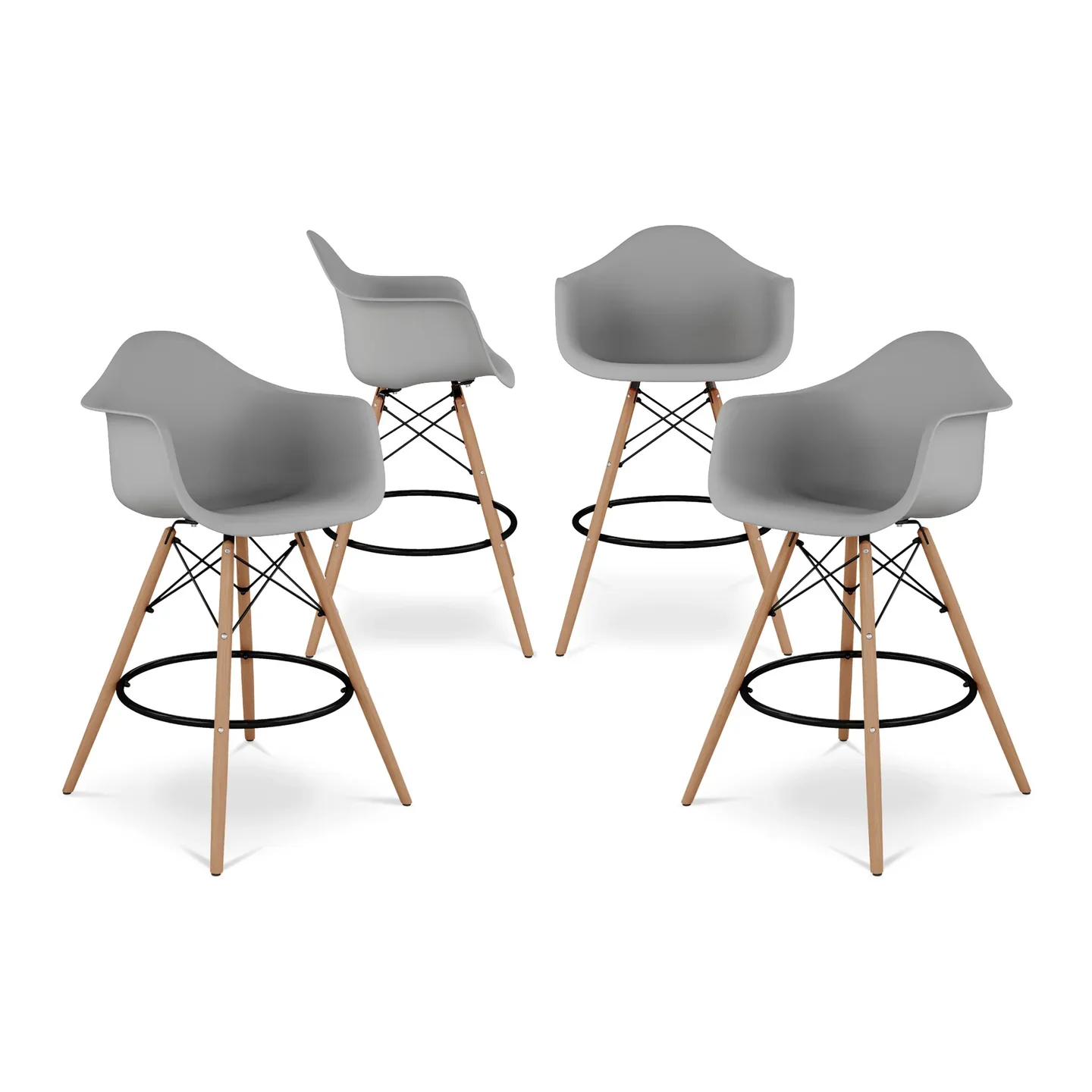 Pyramid Counter Stool With Arms, Gray By World Modern Design - Image 7
