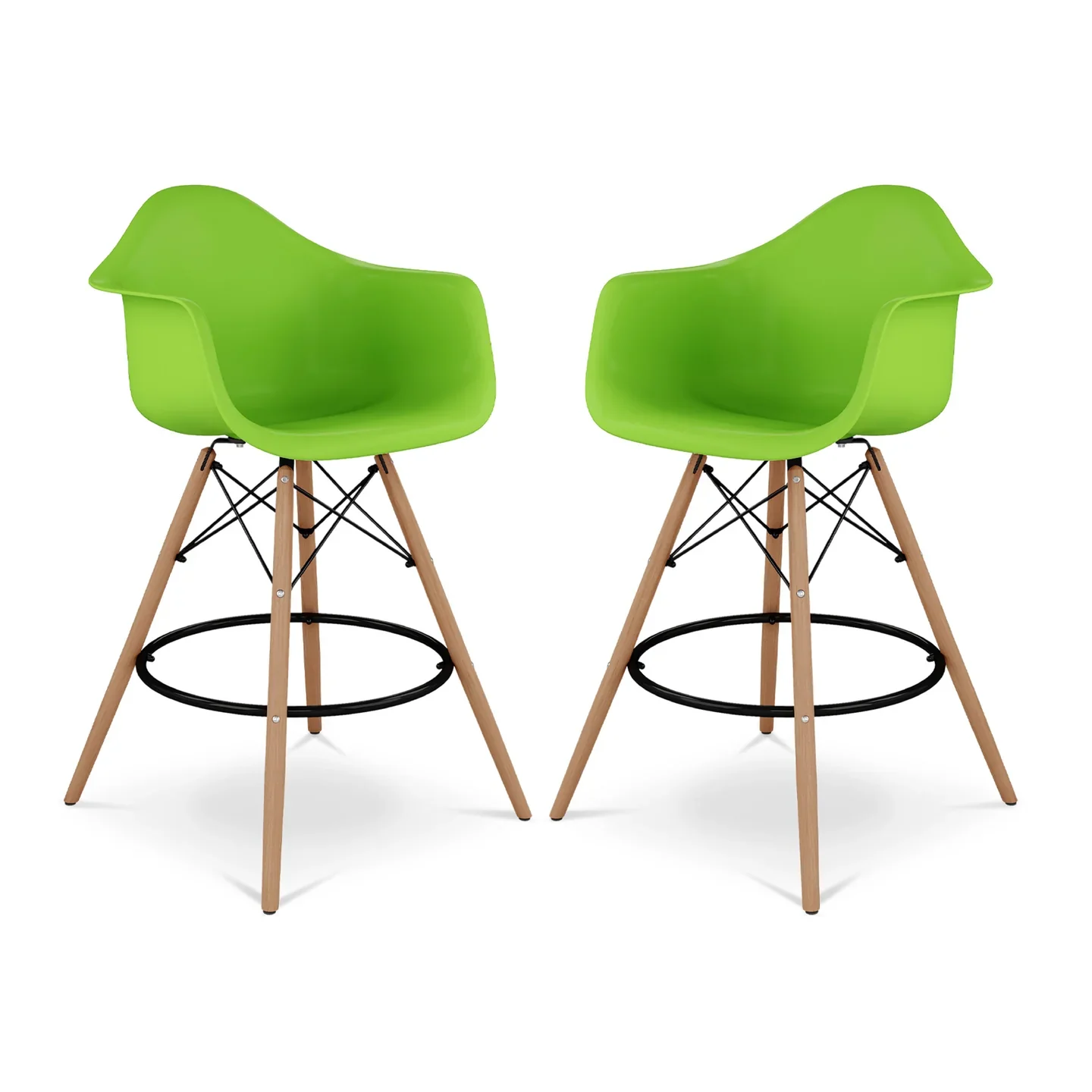 Pyramid Counter Stool With Arms, Green By World Modern Design - Image 6