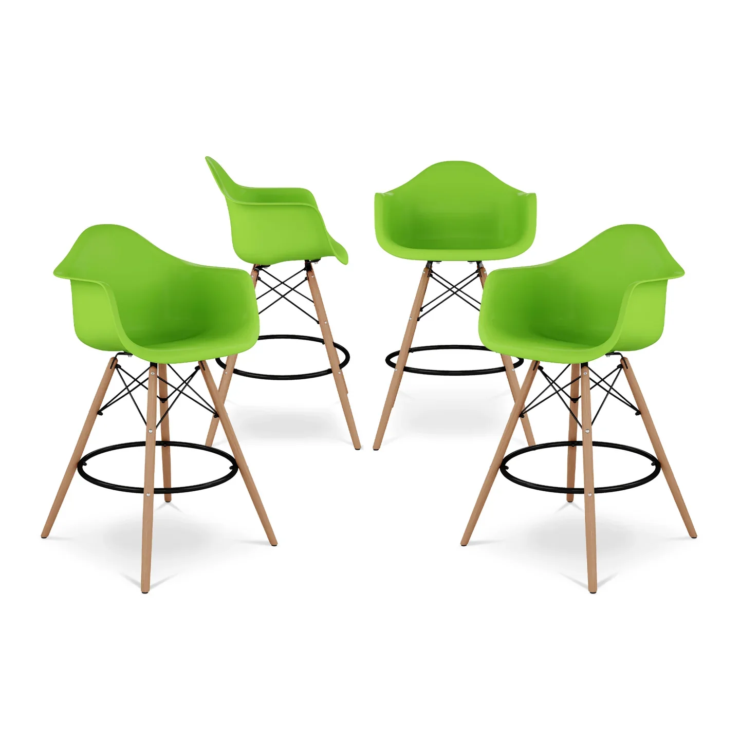 Pyramid Counter Stool With Arms, Green By World Modern Design - Image 7