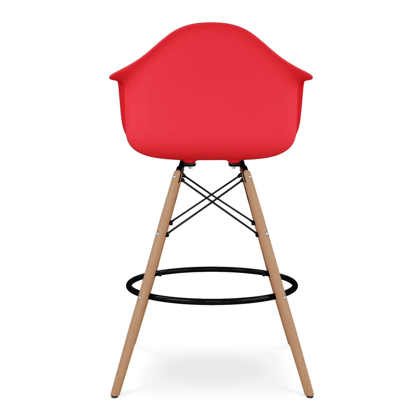 Pyramid Counter Stool With Arms, Red By World Modern Design - Image 2