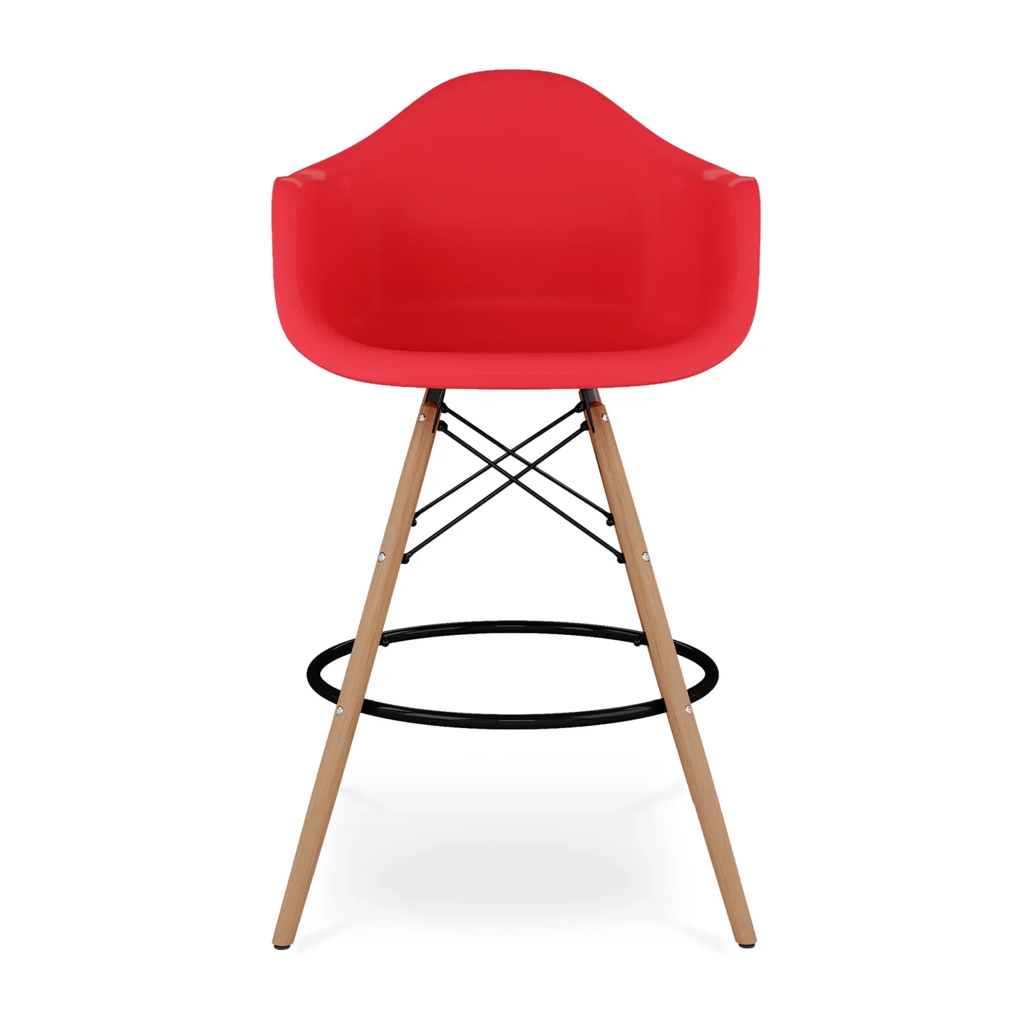 Pyramid Counter Stool With Arms, Red By World Modern Design - Image 4
