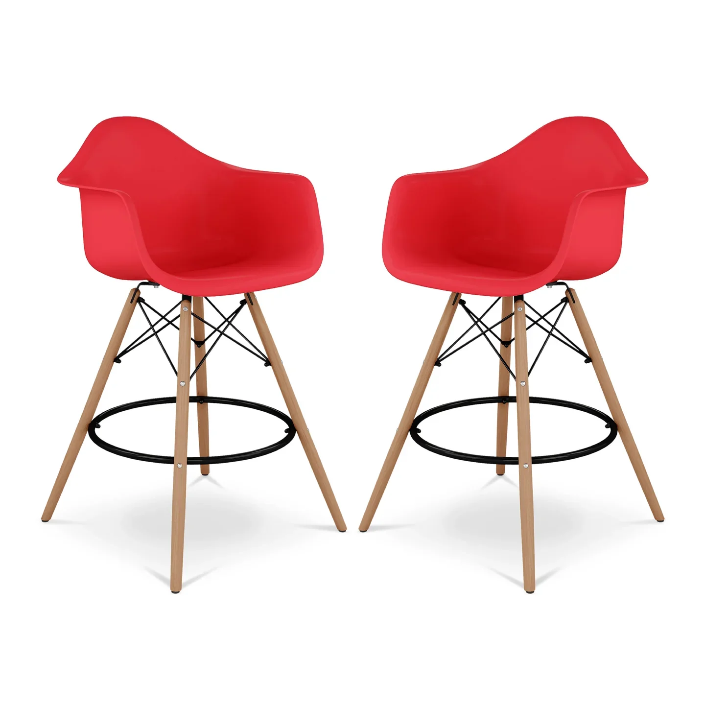 Pyramid Counter Stool With Arms, Red By World Modern Design - Image 6