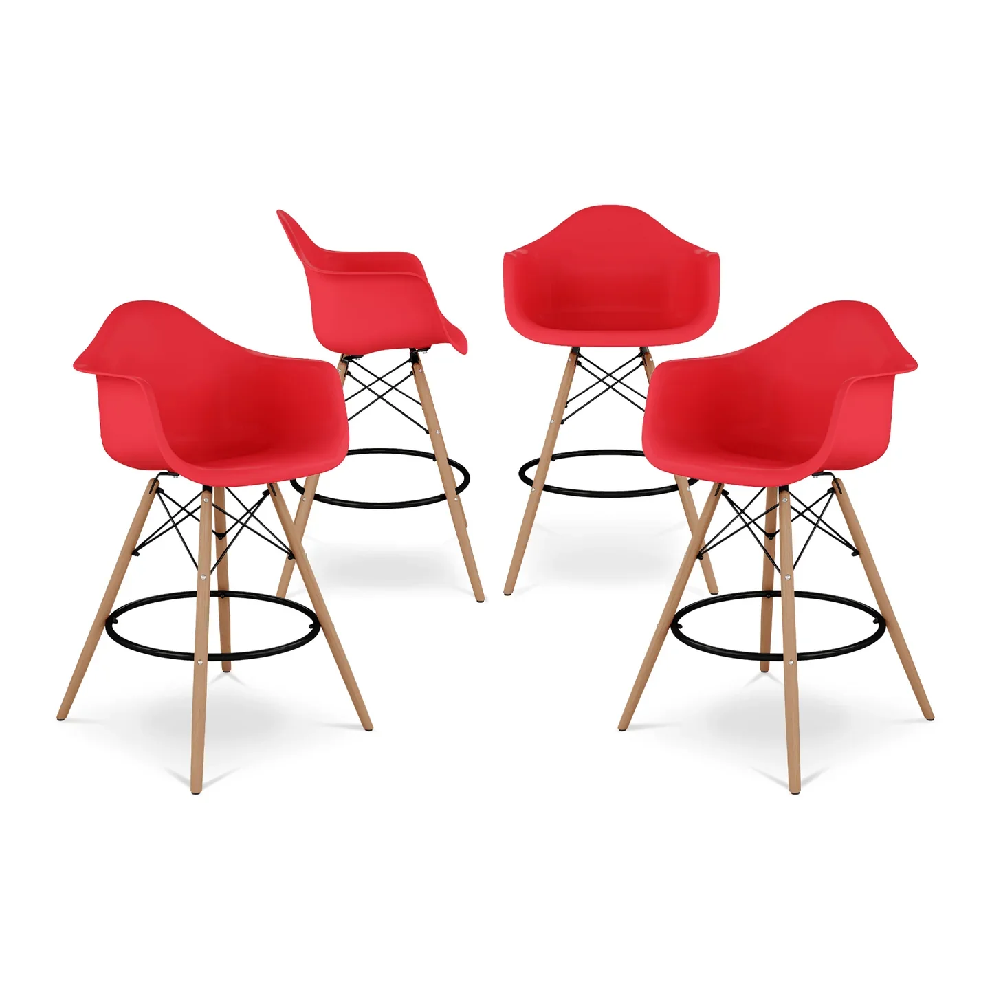 Pyramid Counter Stool With Arms, Red By World Modern Design - Image 7