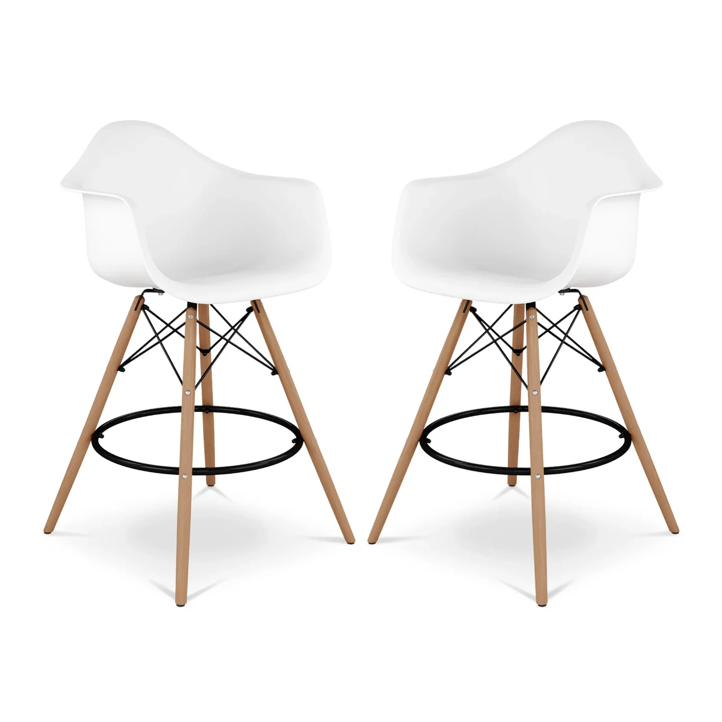 Pyramid Counter Stool With Arms, White By World Modern Design - Image 6