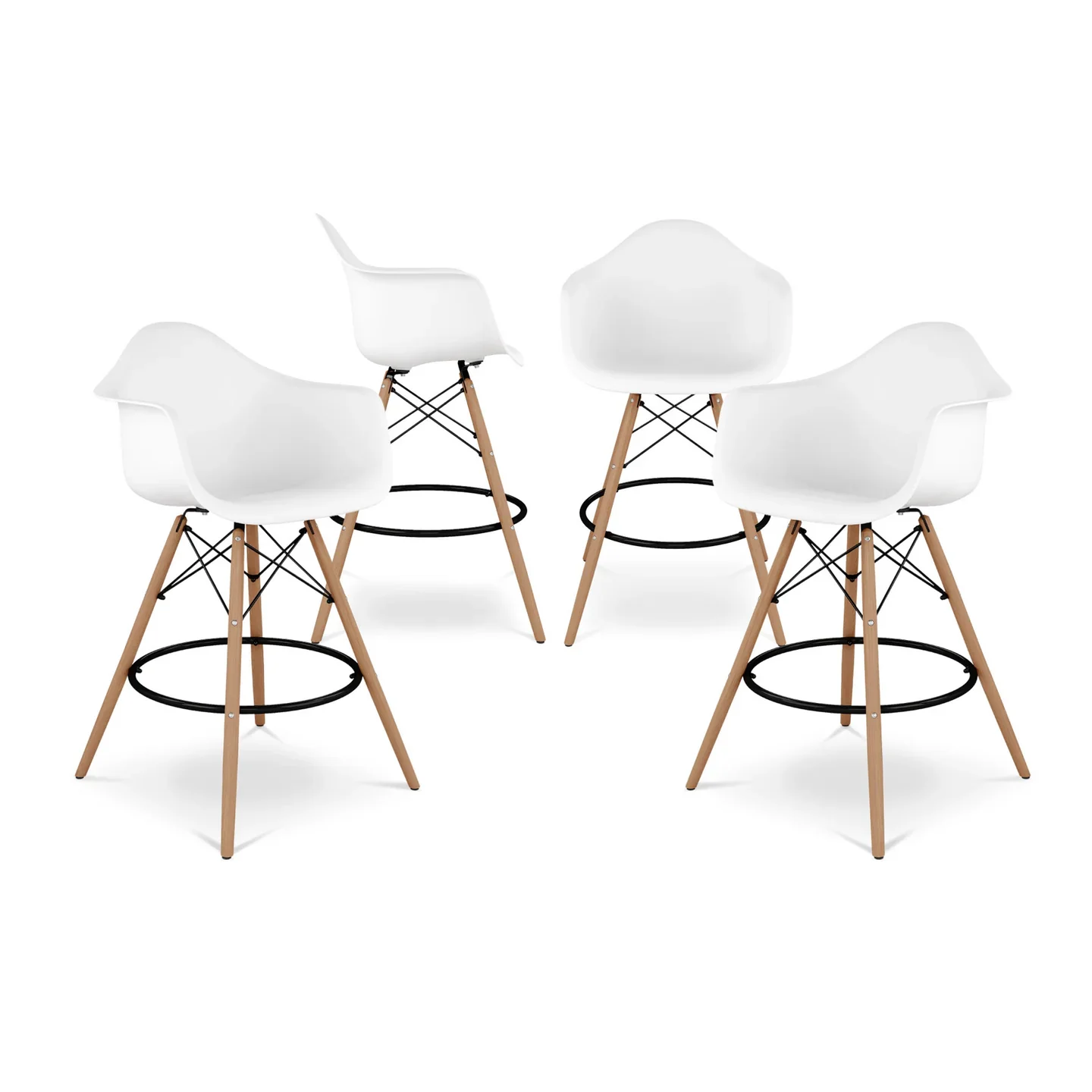 Pyramid Counter Stool With Arms, White By World Modern Design - Image 7