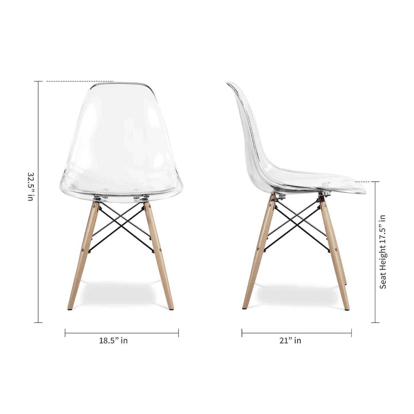 Pyramid Dining Chair, Clear By World Modern Design - Image 7