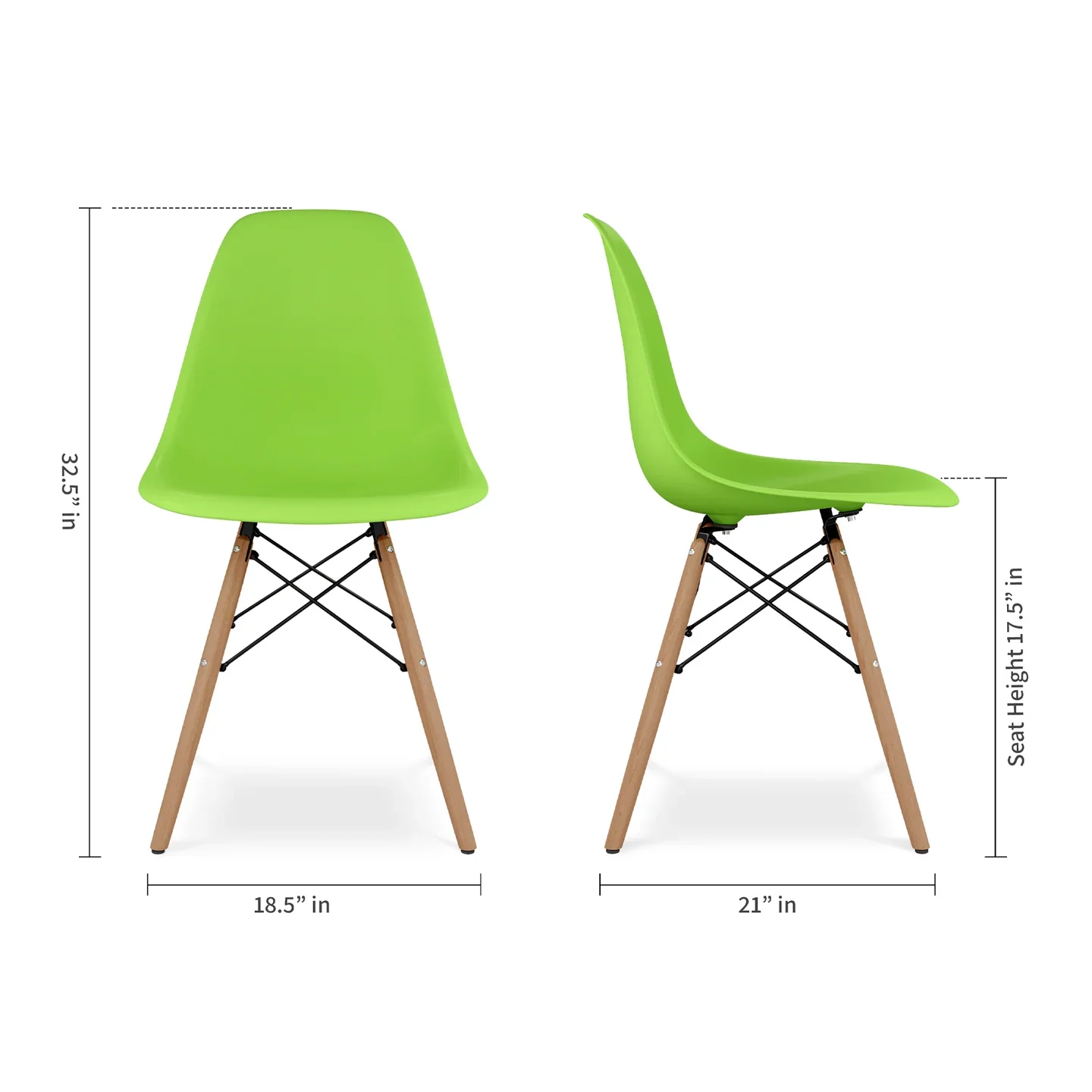 Pyramid Dining Chair, Green By World Modern Design - Image 5