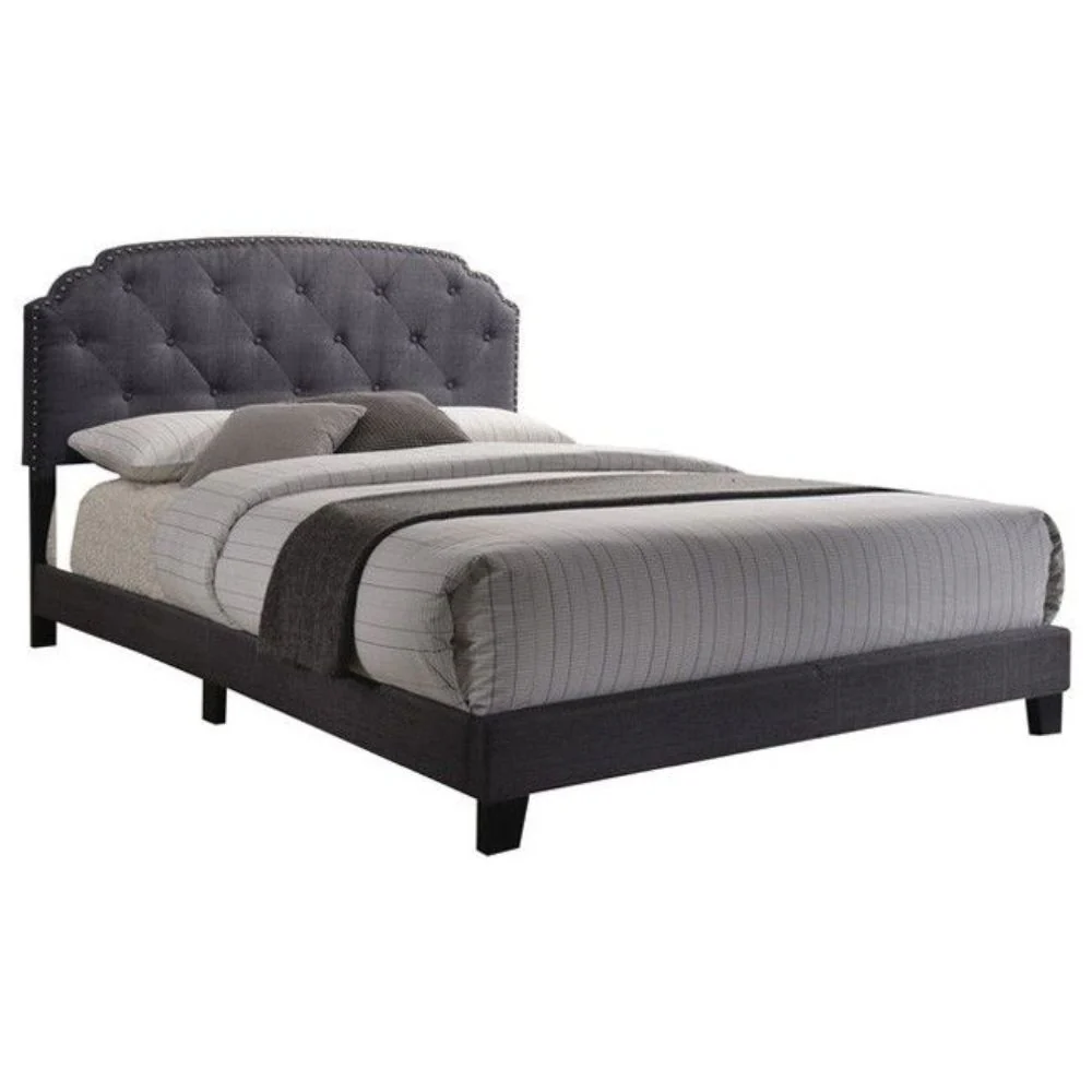 Queen Gray Fabric Bed By Homeroots - Image 2