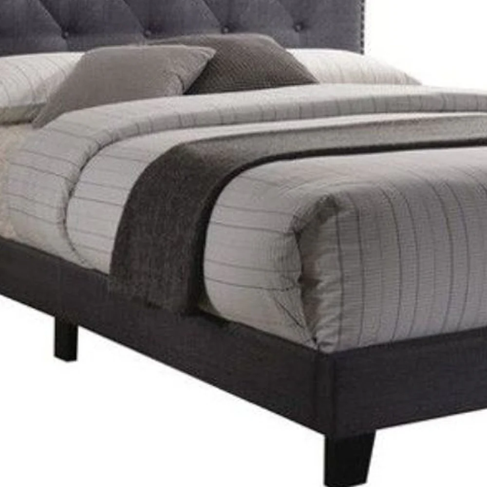 Queen Gray Fabric Bed By Homeroots - Image 4