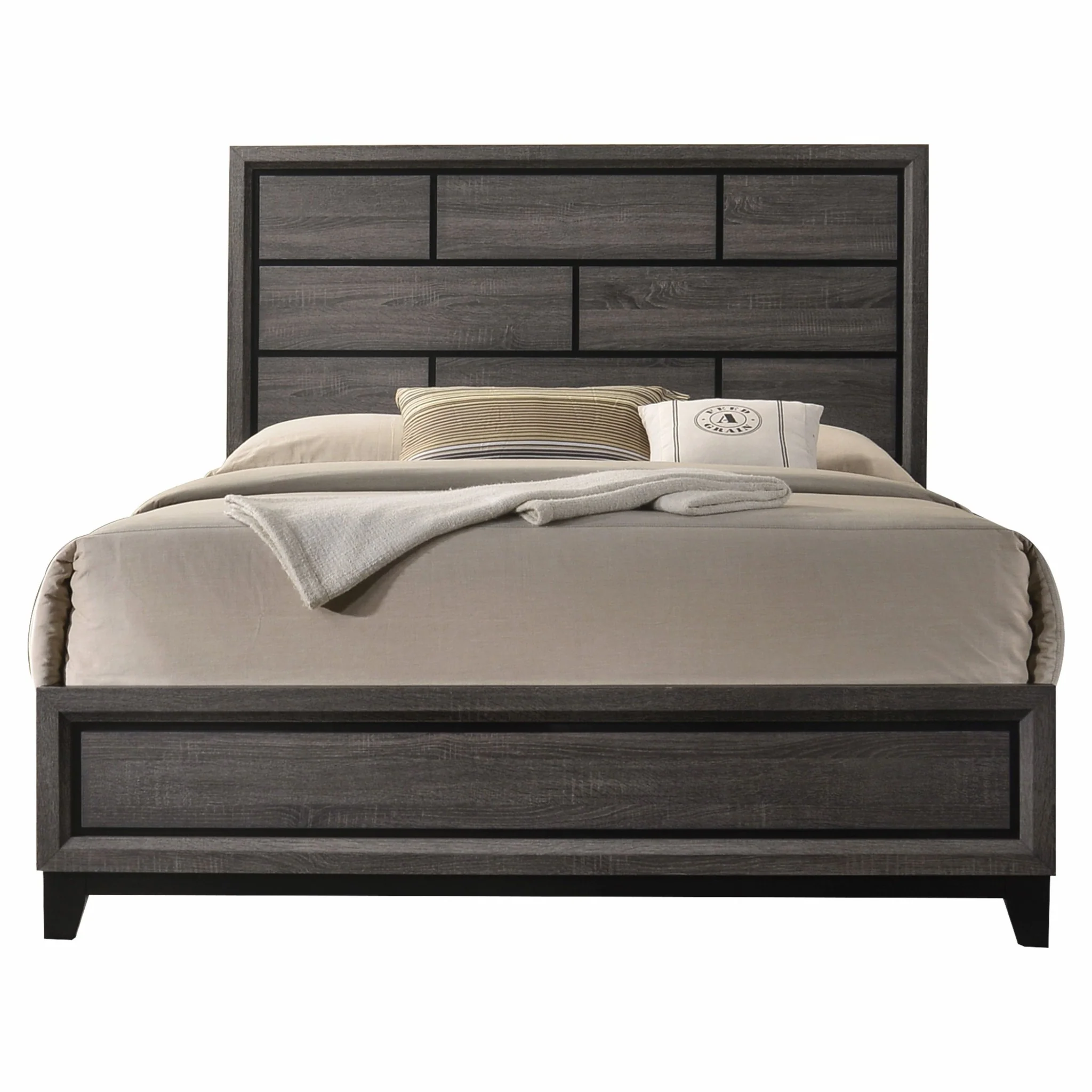Queen Weathered Gray Paper Veneer Bed By Homeroots - Image 3