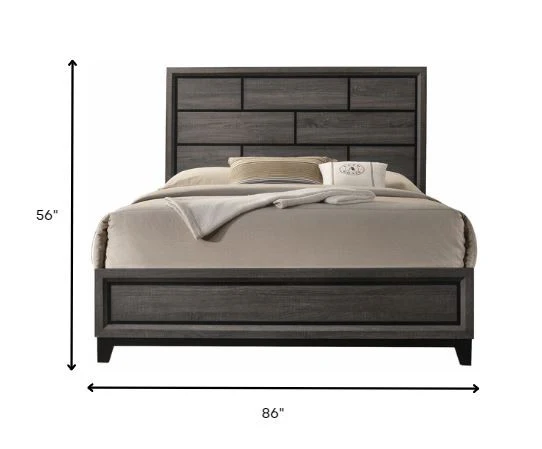 Queen Weathered Gray Paper Veneer Bed By Homeroots - Image 4